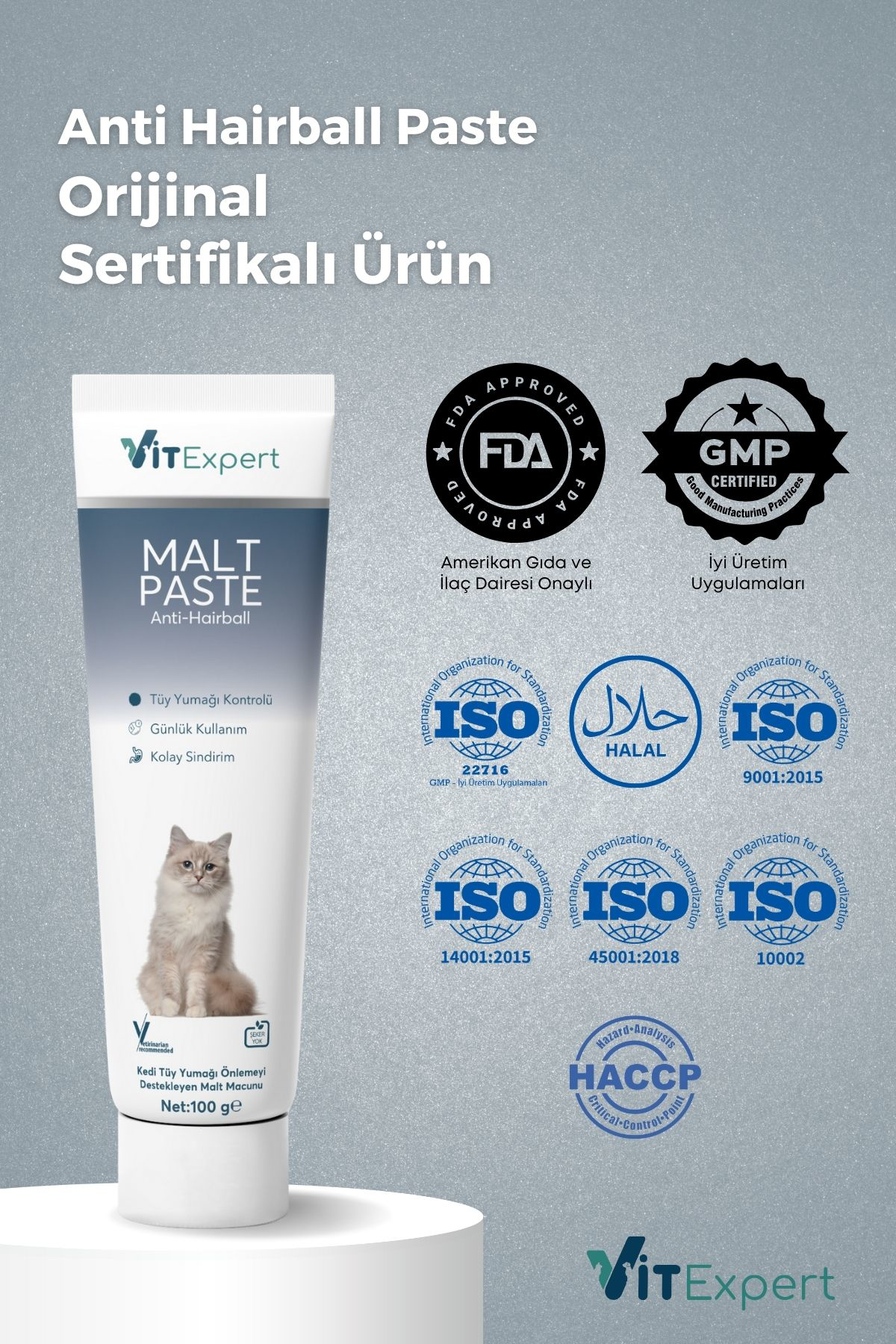 Vitexpert Anti Hairball Kedi Malti Macun Tüm Kediler İçin Tüy Yumaği Önleyi