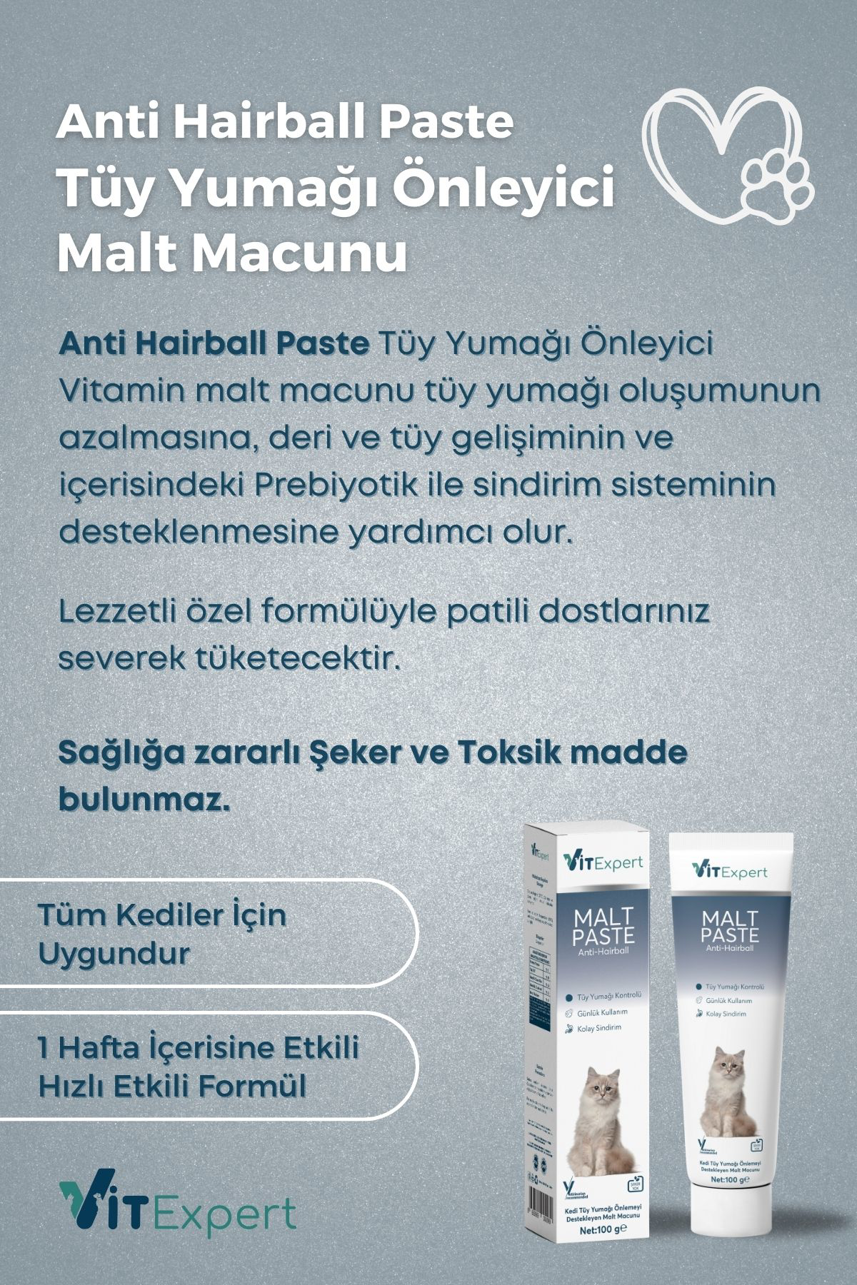 Vitexpert Anti Hairball Kedi Malti Macun Tüm Kediler İçin Tüy Yumaği Önleyi
