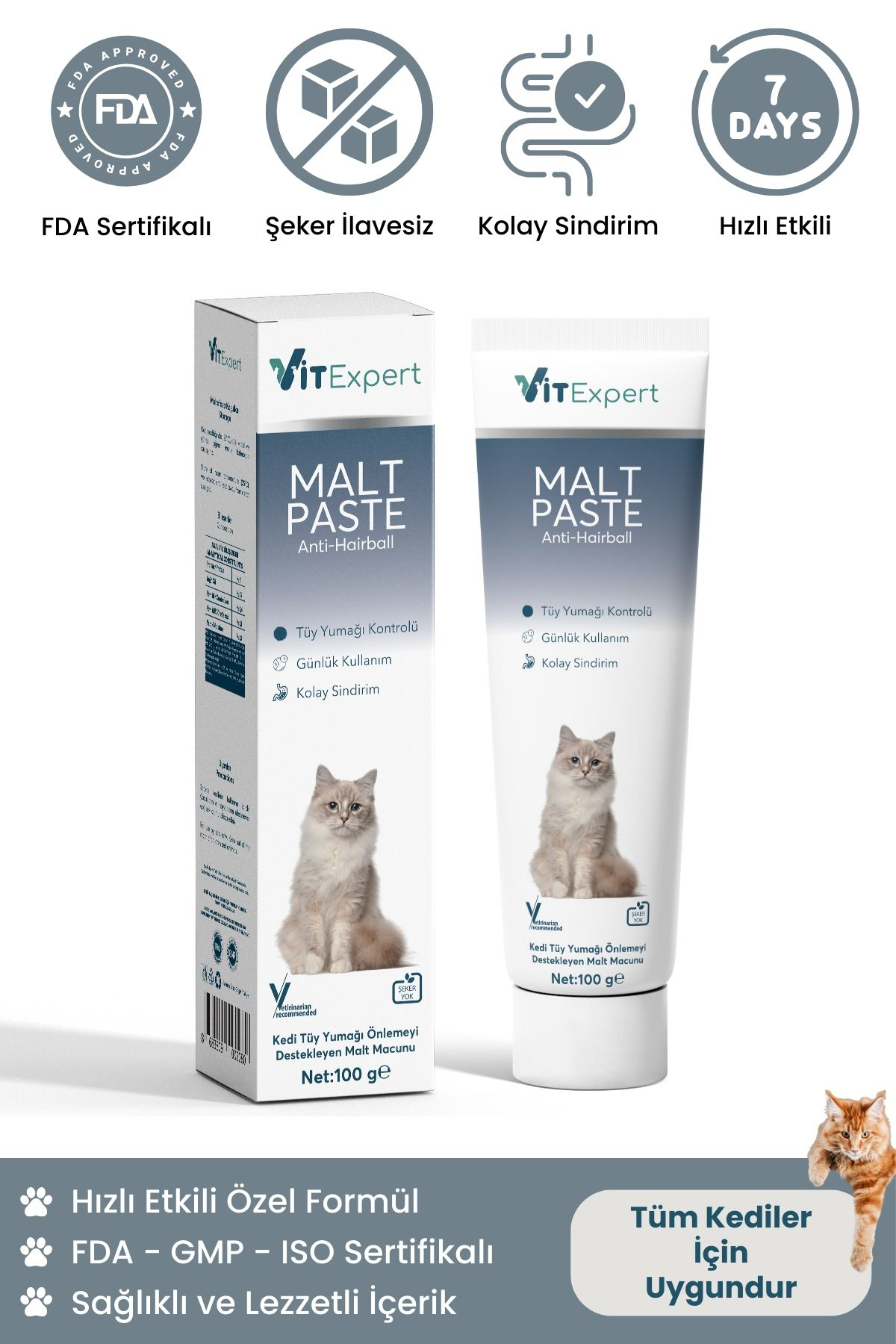 Vitexpert Anti Hairball Malt Paste Tüm Kediler İçin Tüy Yumaği Önleyici Sin