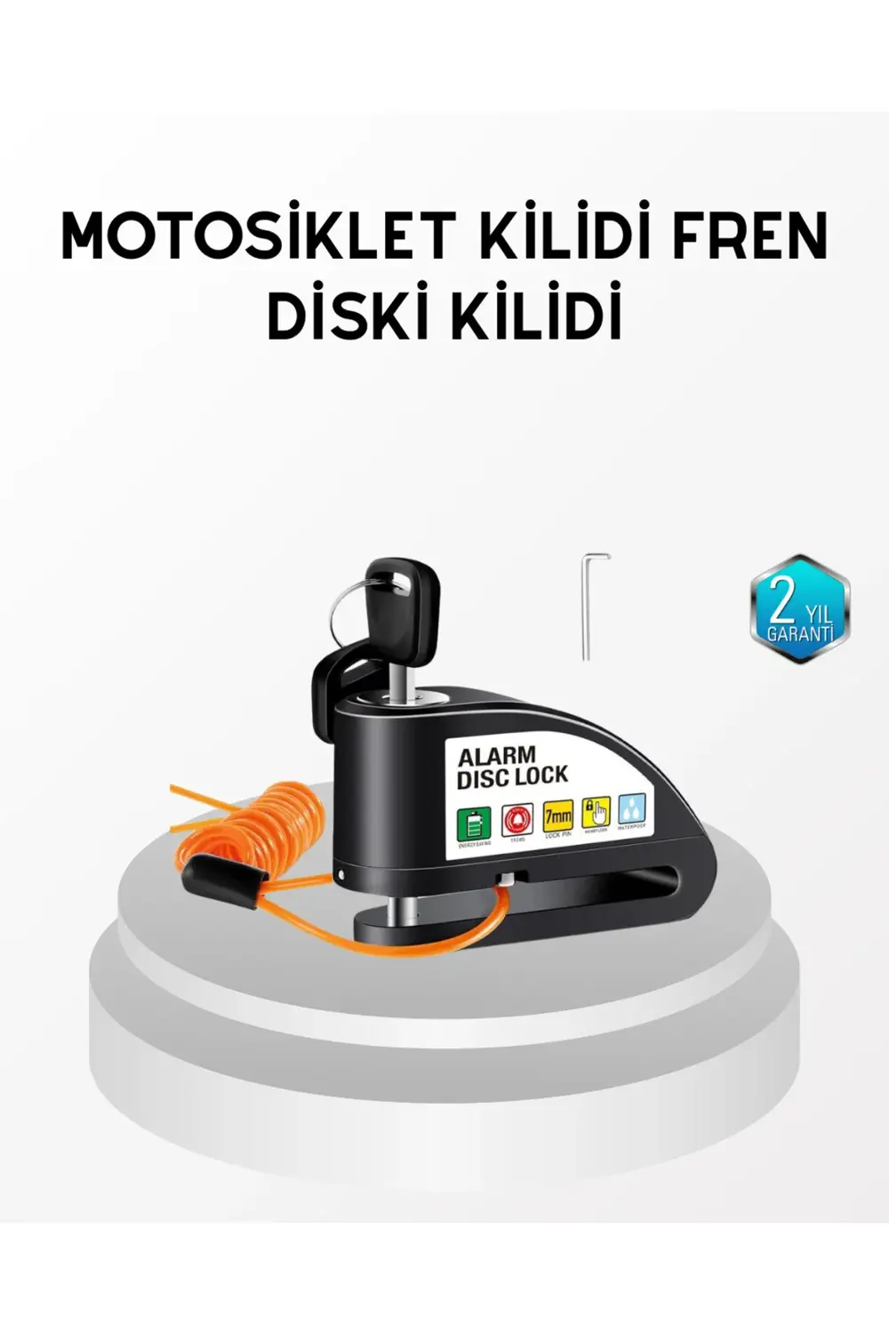 Anti Hırsızlık 110 dB Alarm Disk Fren Kilidi Suya Dayanıklı Çelik