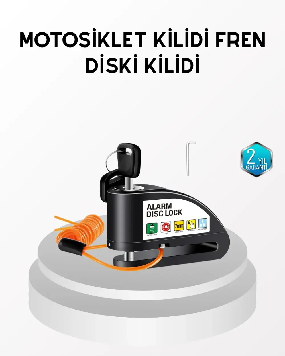 Anti Hırsızlık 110 dB Alarm Disk Fren Kilidi Suya Dayanıklı Çelik