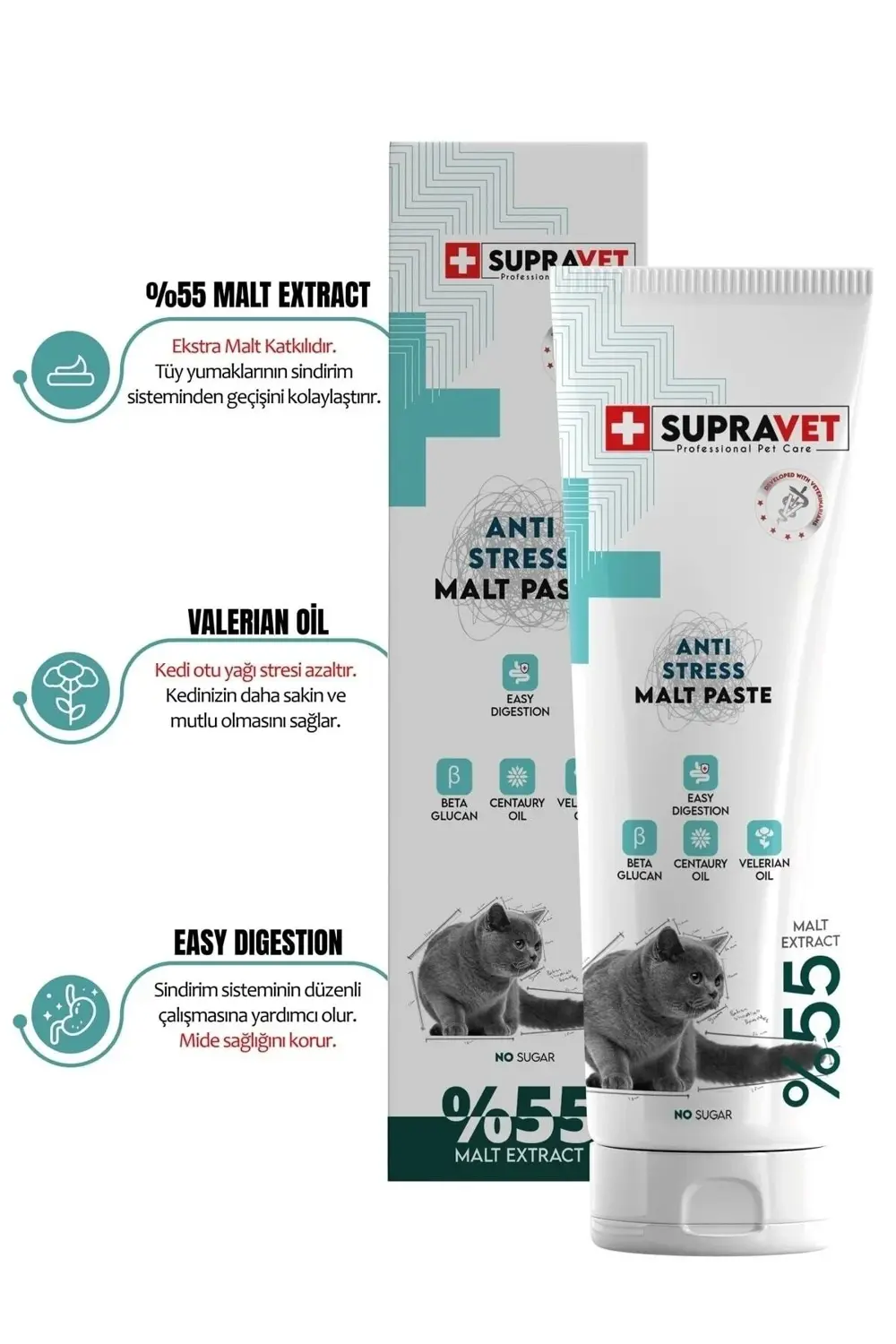 Supravet Anti Stress Relax Paste Sakinleştirici Kedi Macunu 100 Gr (Şekers
