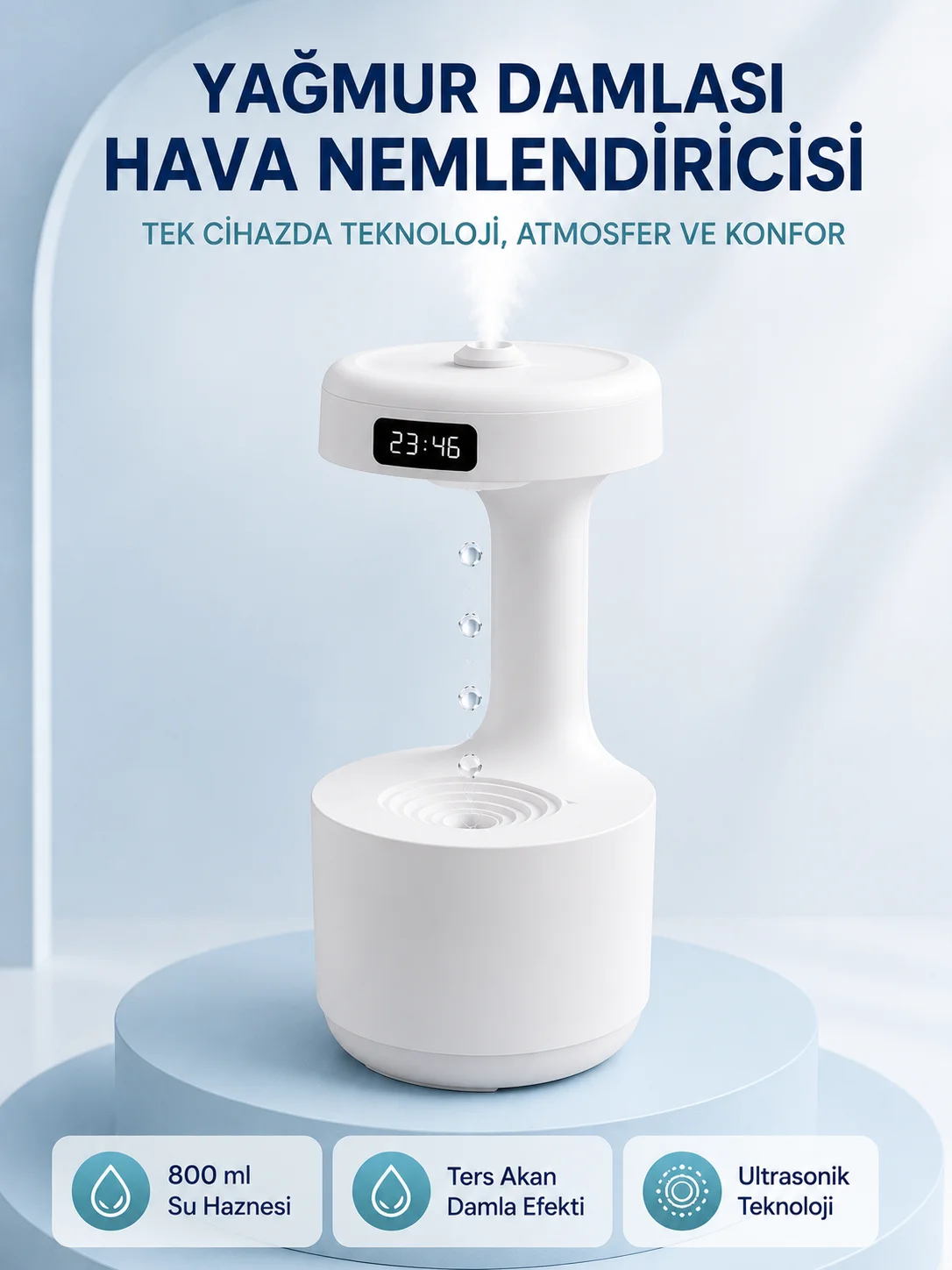 Anti Yerçekimi Su Damlası Hava Nemlendirici 800 ml Ultrasonik Aroma Difüzör Anti Yerçekimi Su Damlası Hava Nemlendirici 800 ml Ultrasonik Aroma Difüzör