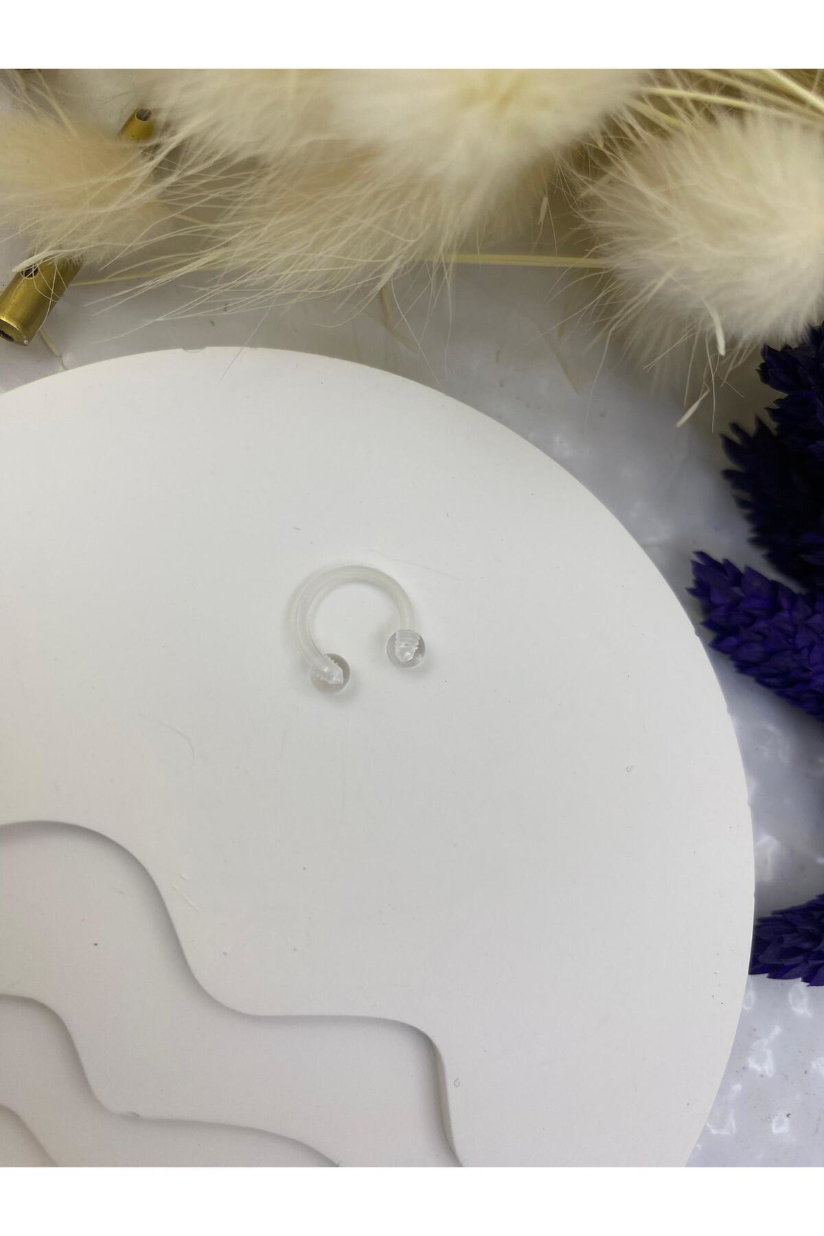antialerjik bioplast silikon şeffaf flexible yarım halka tragus h