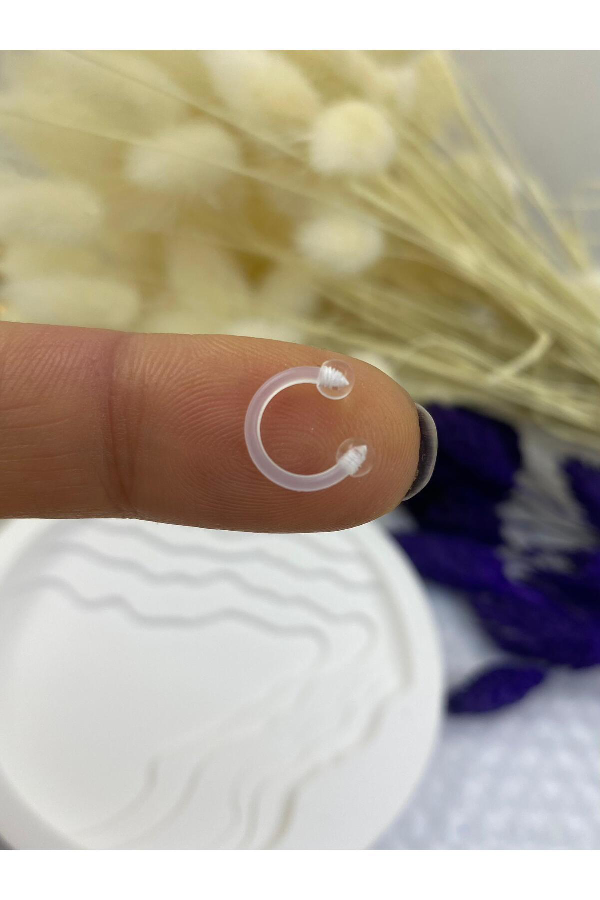 antialerjik bioplast silikon şeffaf flexible yarım halka tragus h