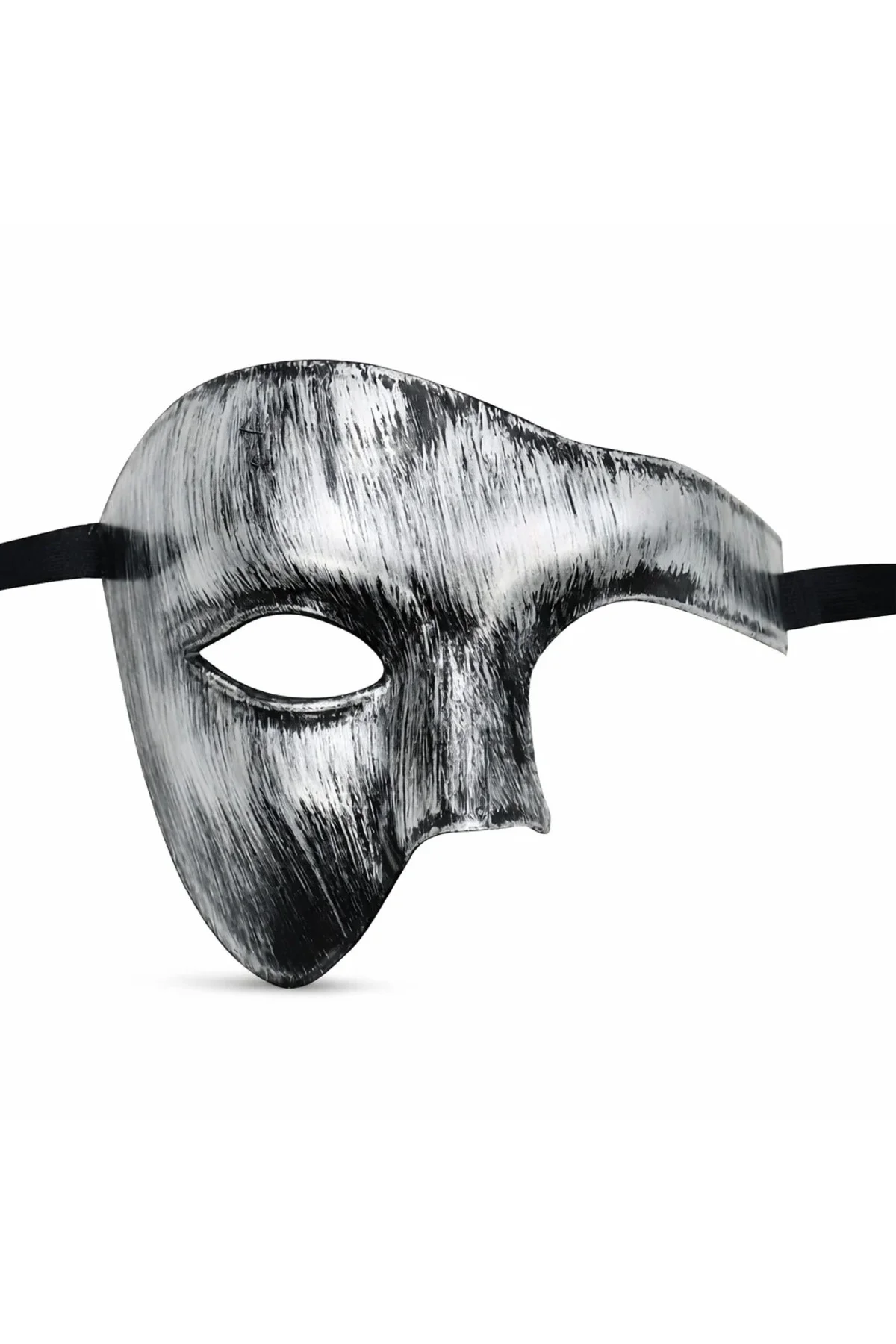 Antik Eskitme Gümüş Erkek Yarım Maske - Phantom & Balo Maskesi