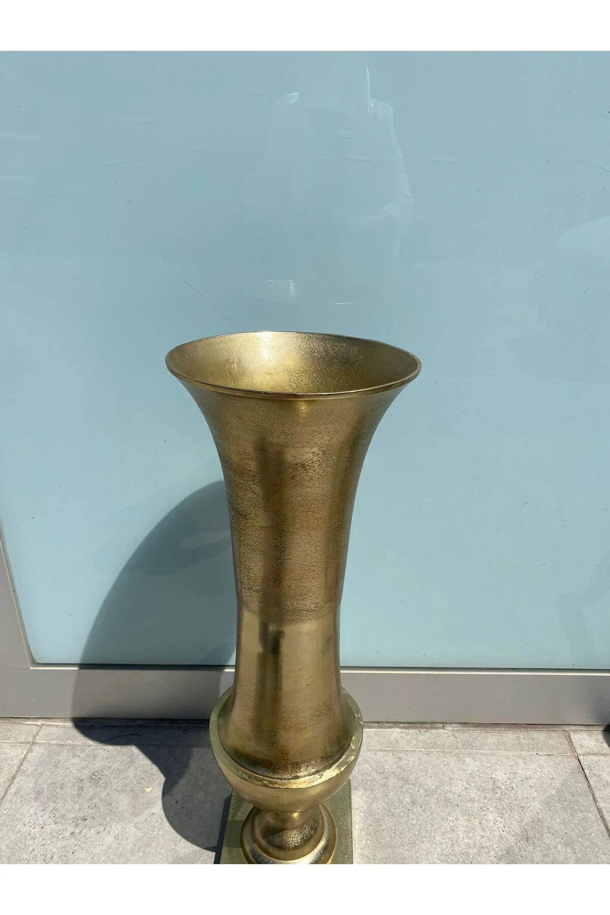 Antik Gold Döküm Alüminyum Kadeh Vazo 80cm