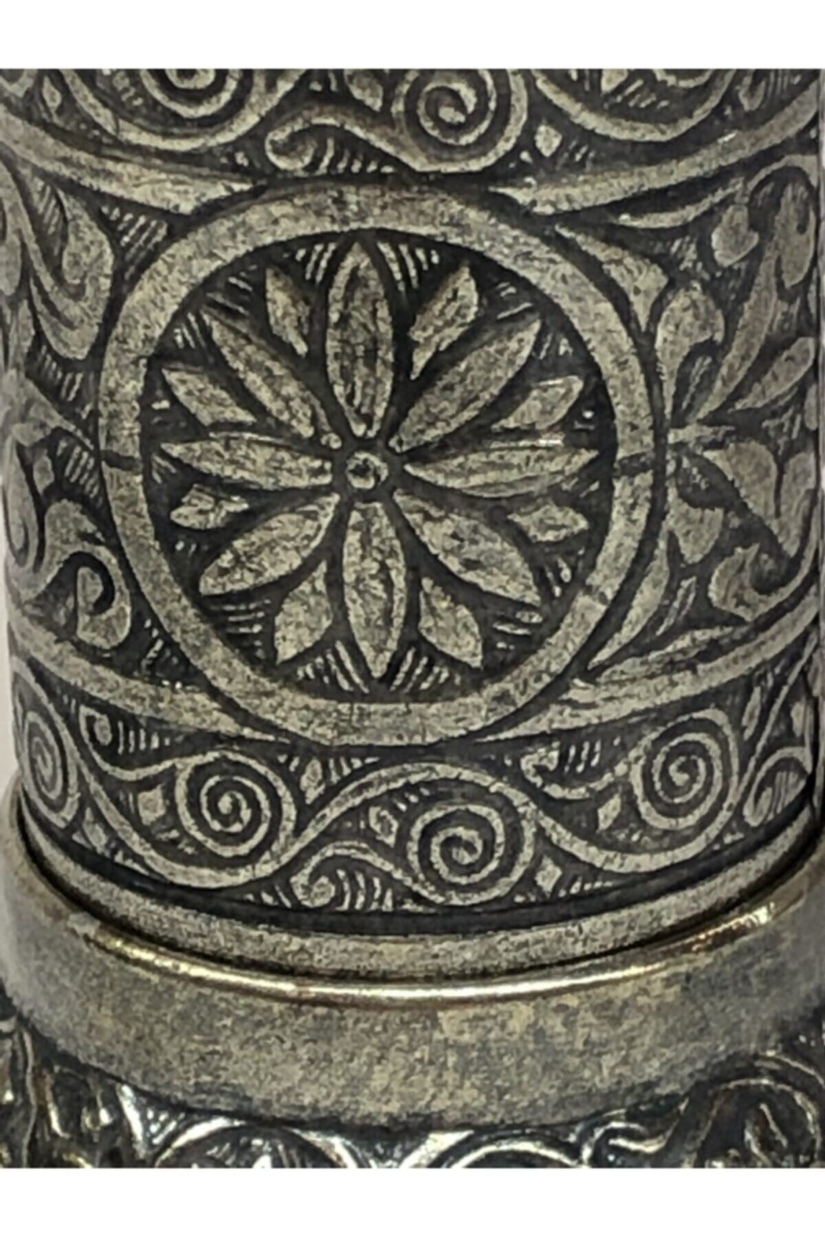 Antik Mat Gümüş Renkli Osmanlı Tarzı Metal Döküm El Tipi Minik Şı