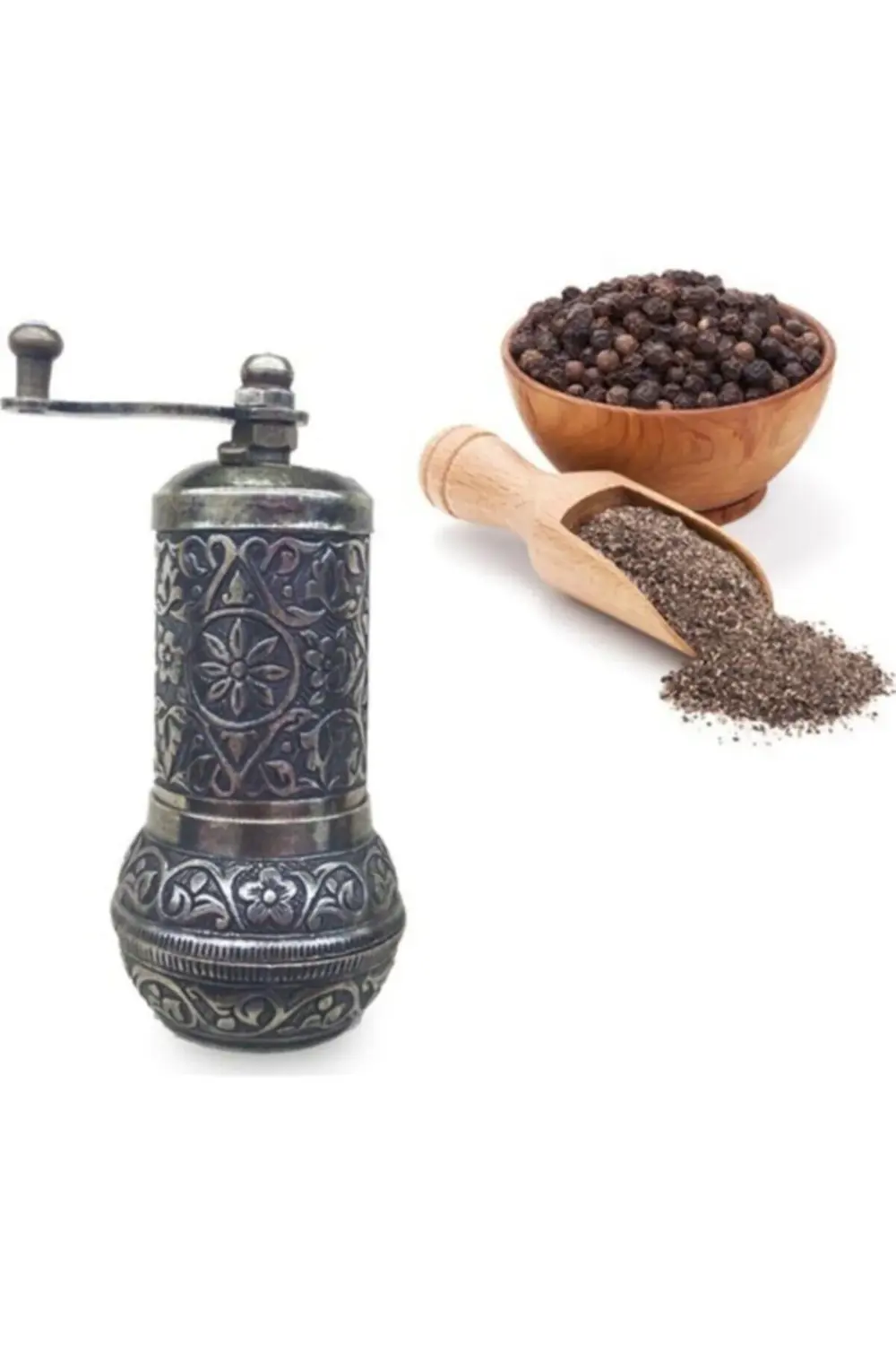 Antik Mat Gümüş Renkli Osmanlı Tarzı Metal Döküm El Tipi Minik Şı