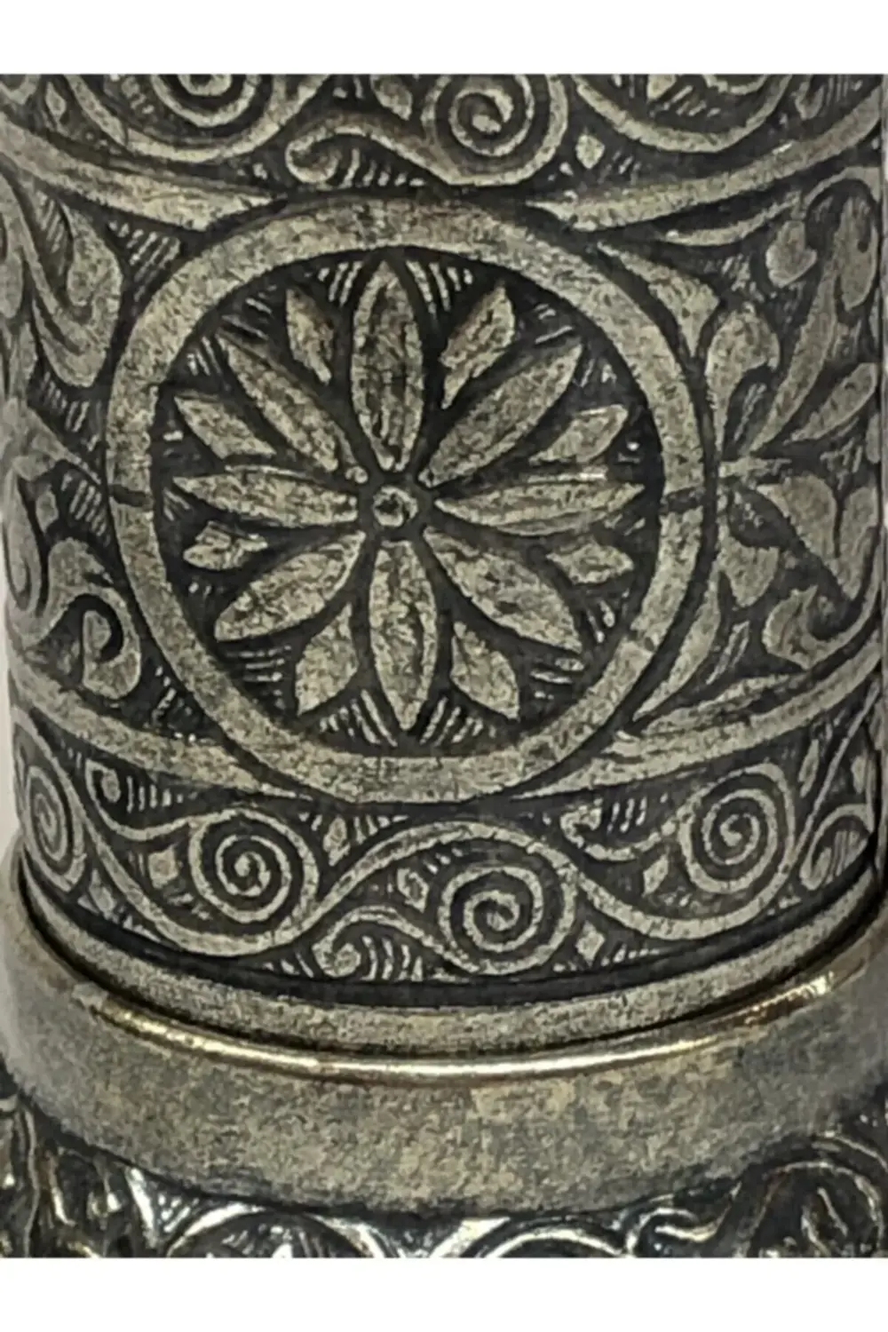 Antik Mat Gümüş Renkli Osmanlı Tarzı Metal Döküm El Tipi Minik Şı