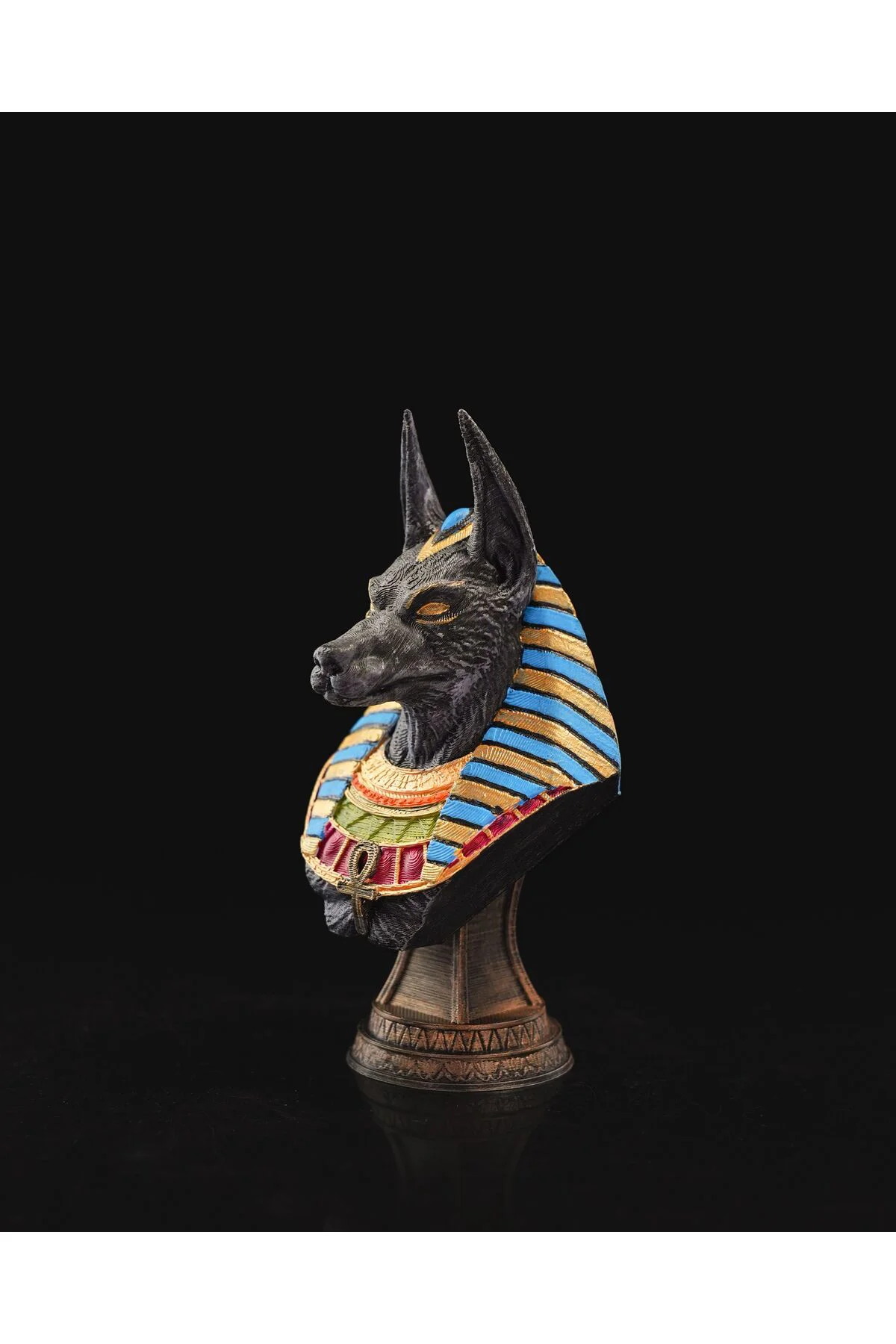 Antik Mısır Mitolojisi Tanrısı - Anubis Büst 15 Cm (Büyük Boy)