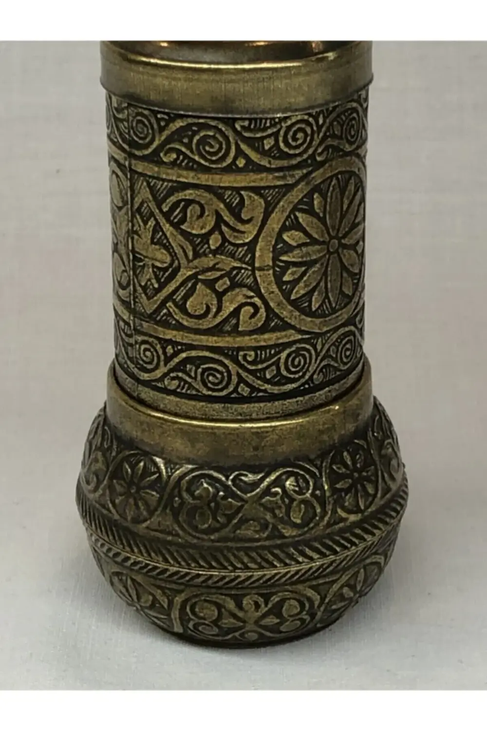 Antik Pirinç Osmanlı Tarzı Zamak Karabiber Tuz Pirinç Değirmeni D