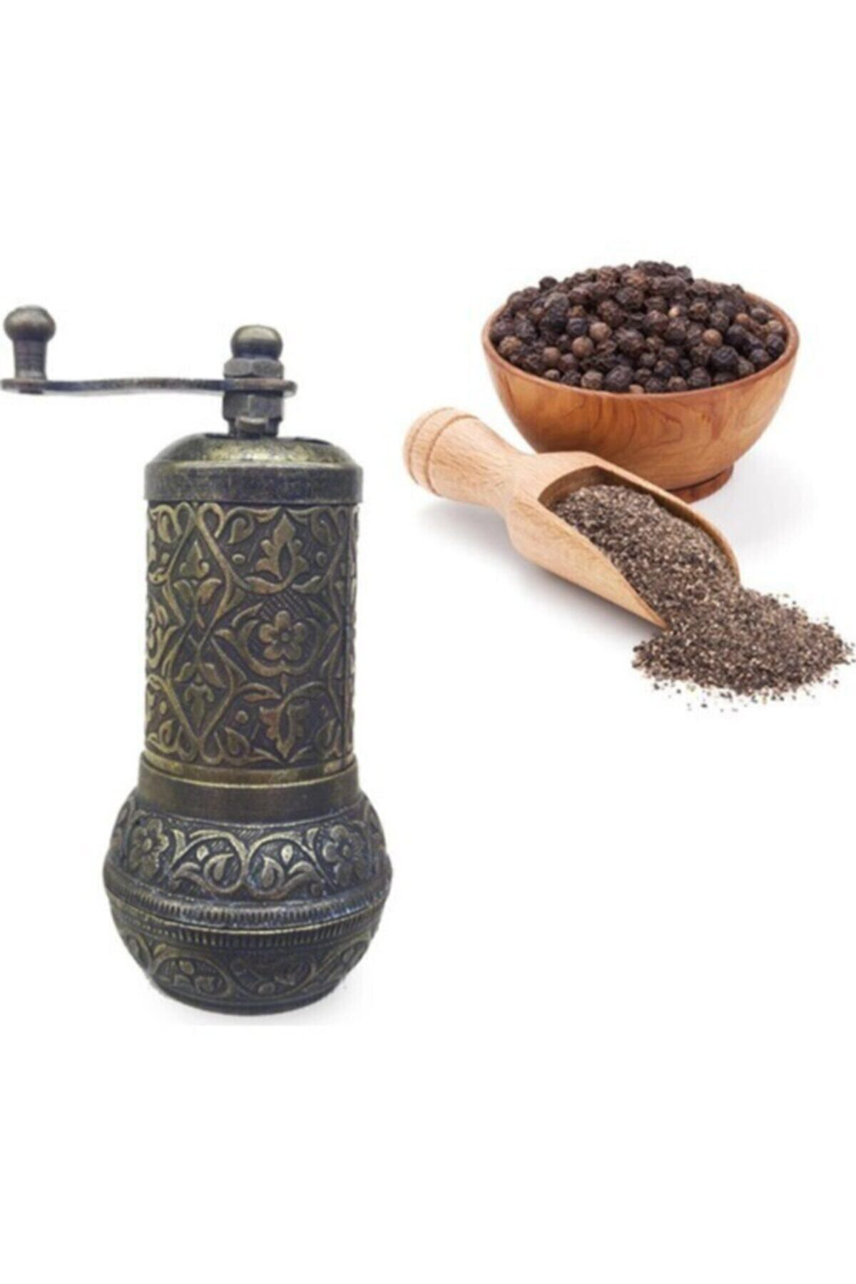 Antik Pirinç Osmanlı Tarzı Zamak Karabiber Tuz Pirinç Değirmeni D