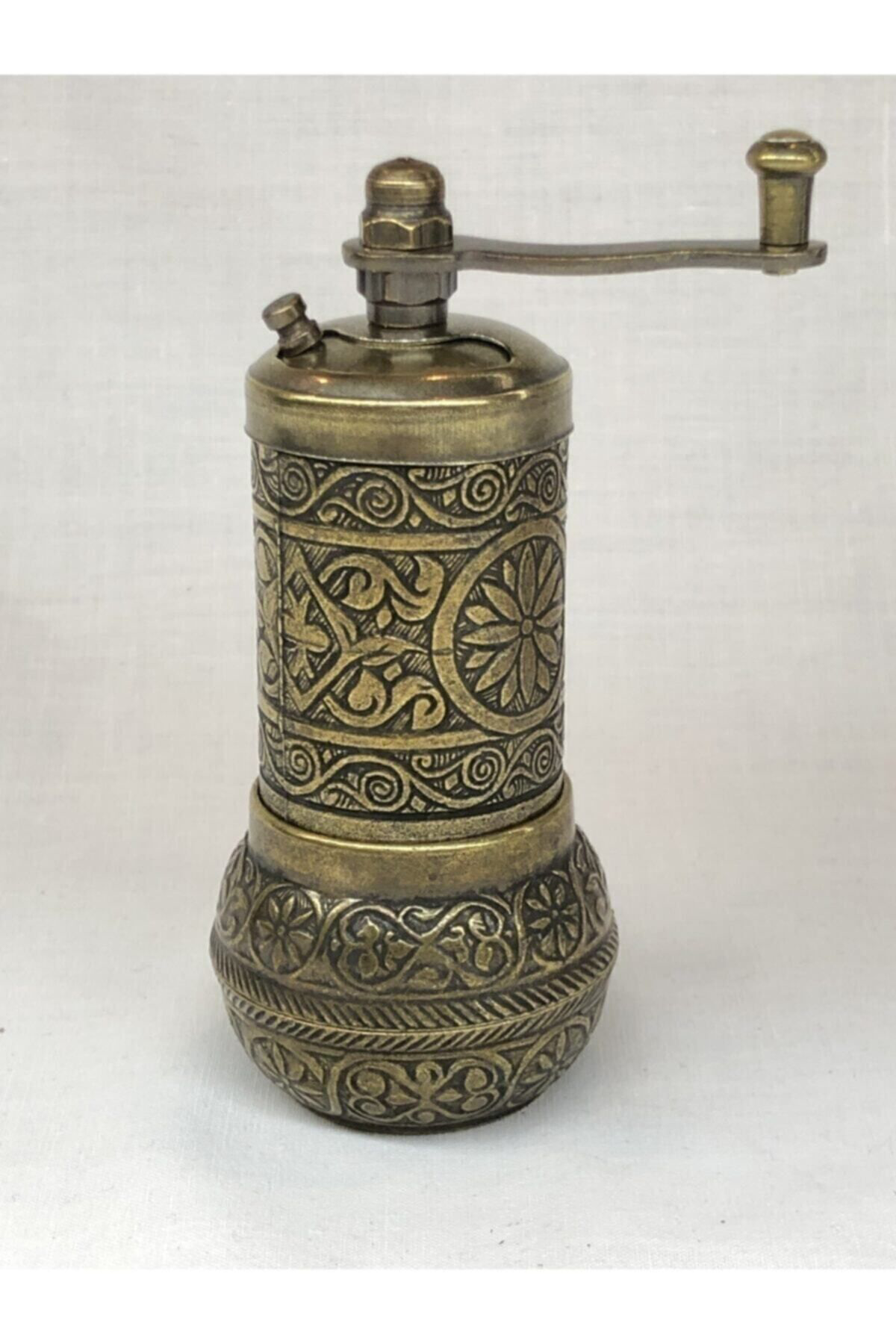 Antik Pirinç Osmanlı Tarzı Zamak Karabiber Tuz Pirinç Değirmeni D
