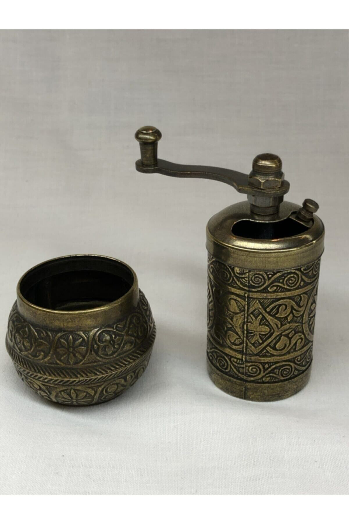 Antik Pirinç Osmanlı Tarzı Zamak Karabiber Tuz Pirinç Değirmeni D