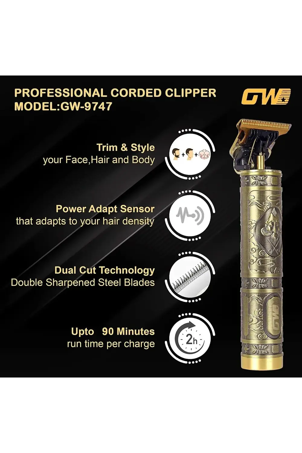 Antik Sarı Renkli 190 Gram Pratik Metal Saç Sakal Ense Profesyone