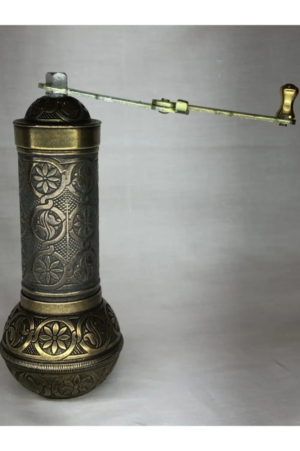 Antik Yeşil Kahve Öğütücü Osmanlı Eskitme Sitili Büyük Boy Karabi