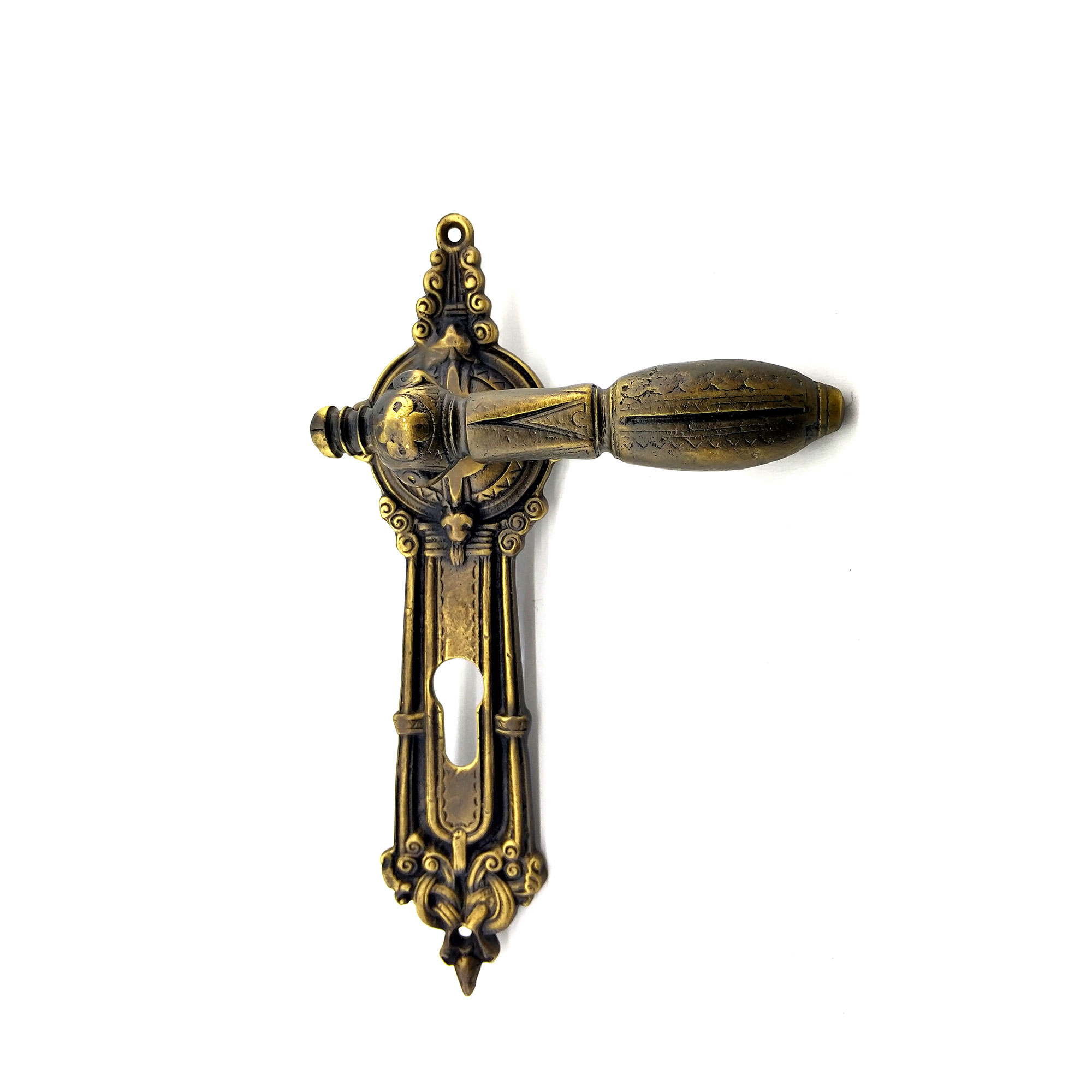 Antika Tarz Dekoratif Pirinç Şato Model Oda Kapı Kolu - 262x83 mm