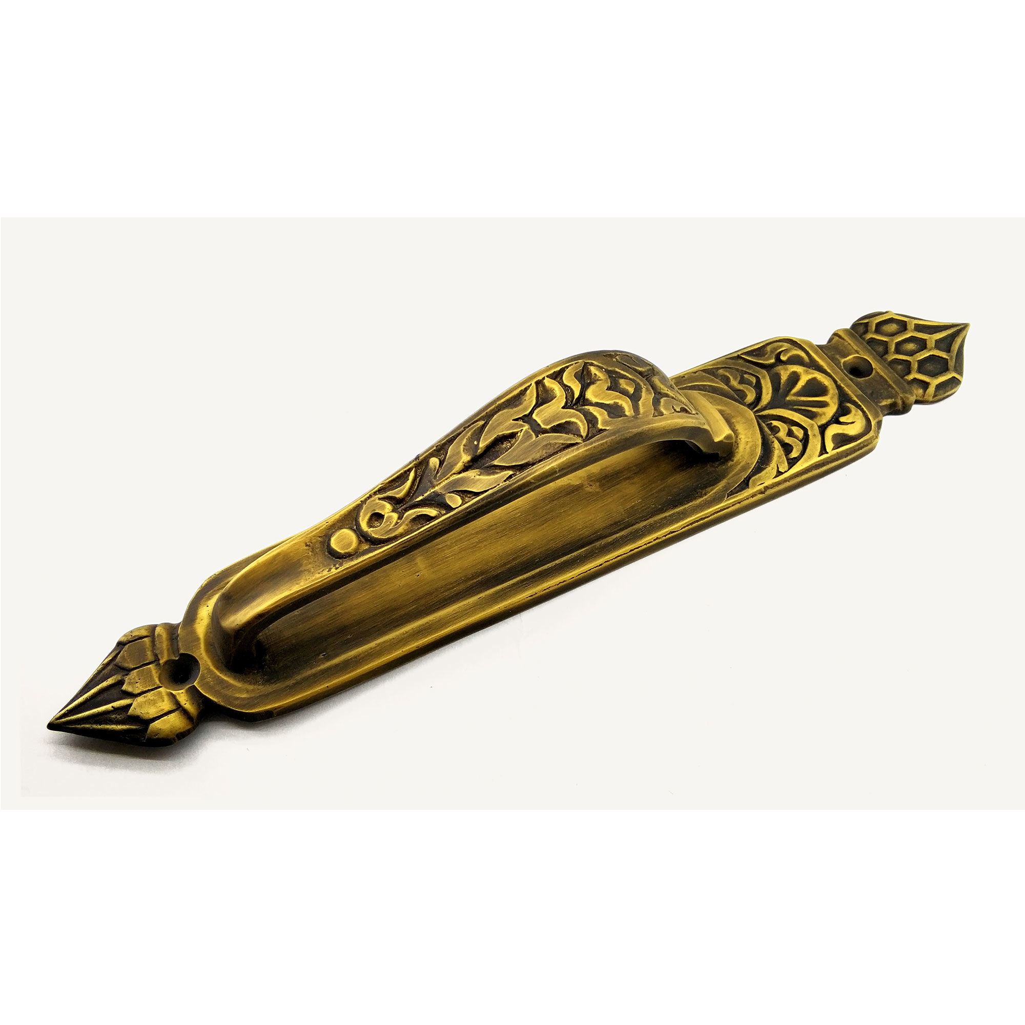 Antika Tarz Dekoratif Pirinç Kubbeli Çekme Kapı Kolu - 396x68 mm,