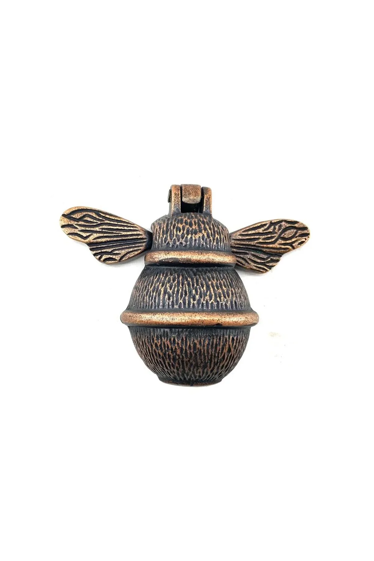 Antika Tarz Dekoratif Pirinç Arı Kapı Tokmağı, Taktak - Küçük, 123x150mm, Antik