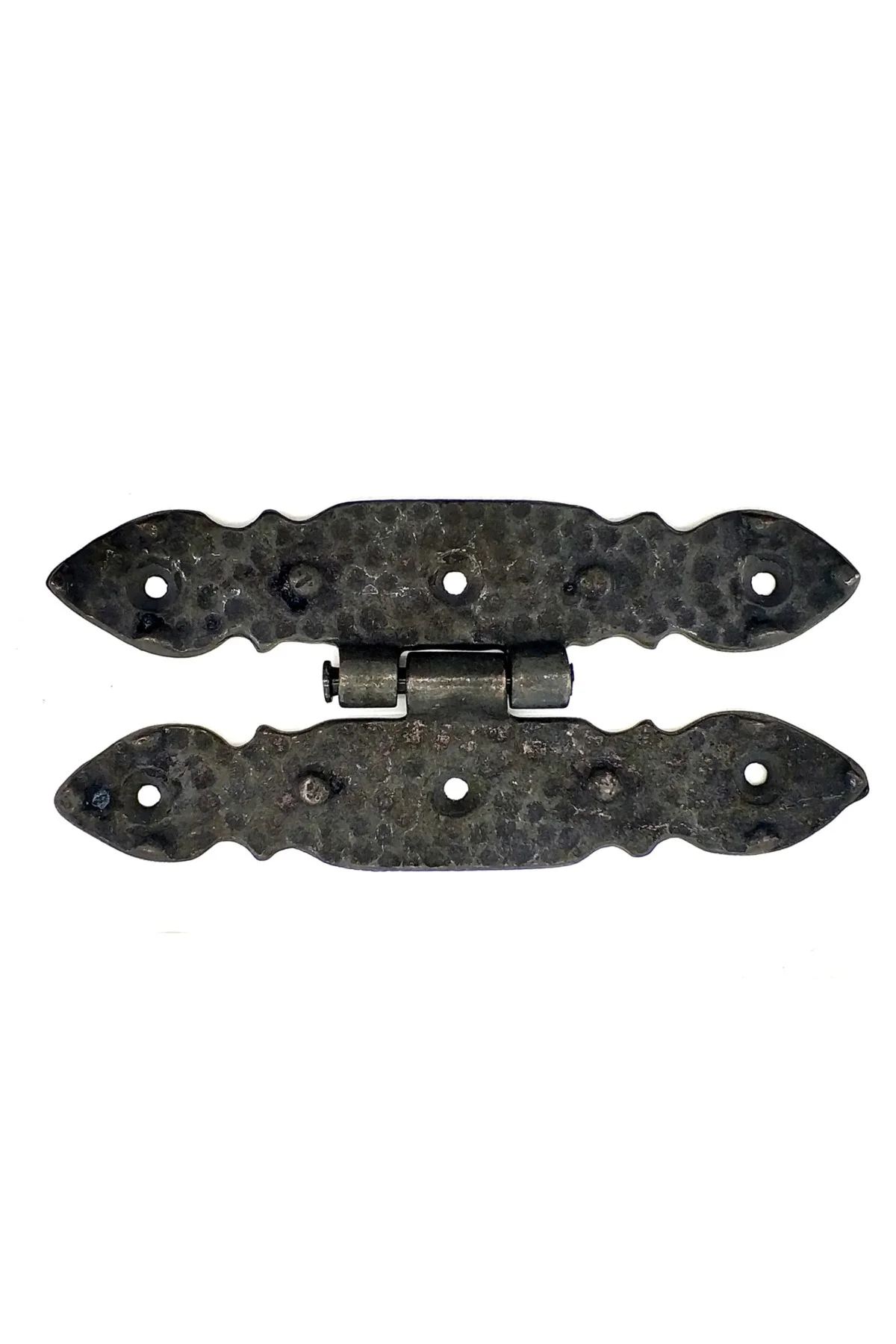 Antika Tarz Dekoratif Pirinç Düğmeli Menteşe - 142x69 Mm, Oksit