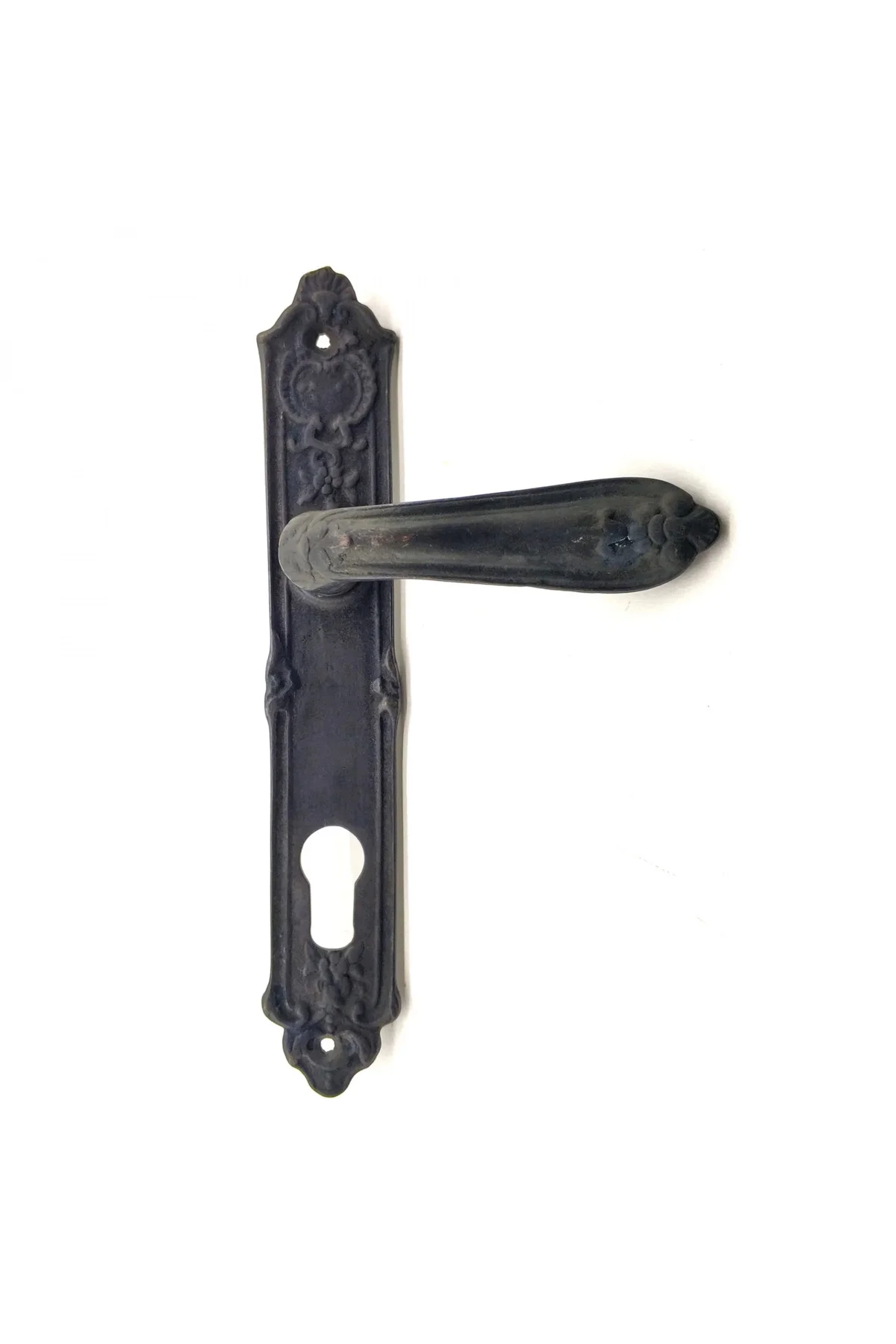 Antika Tarz Dekoratif Pirinç Çiçekli Oda Kapı Kolu - 240x40 Mm, O