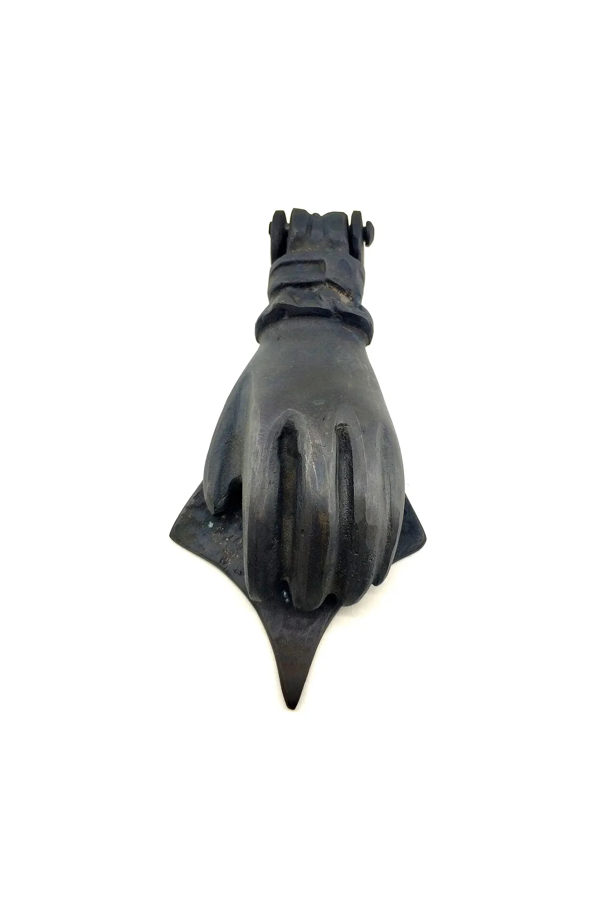 Antika Tarz Dekoratif Pirinç El Kapı Tokmağı, Taktak - 167x75 mm, Oksit