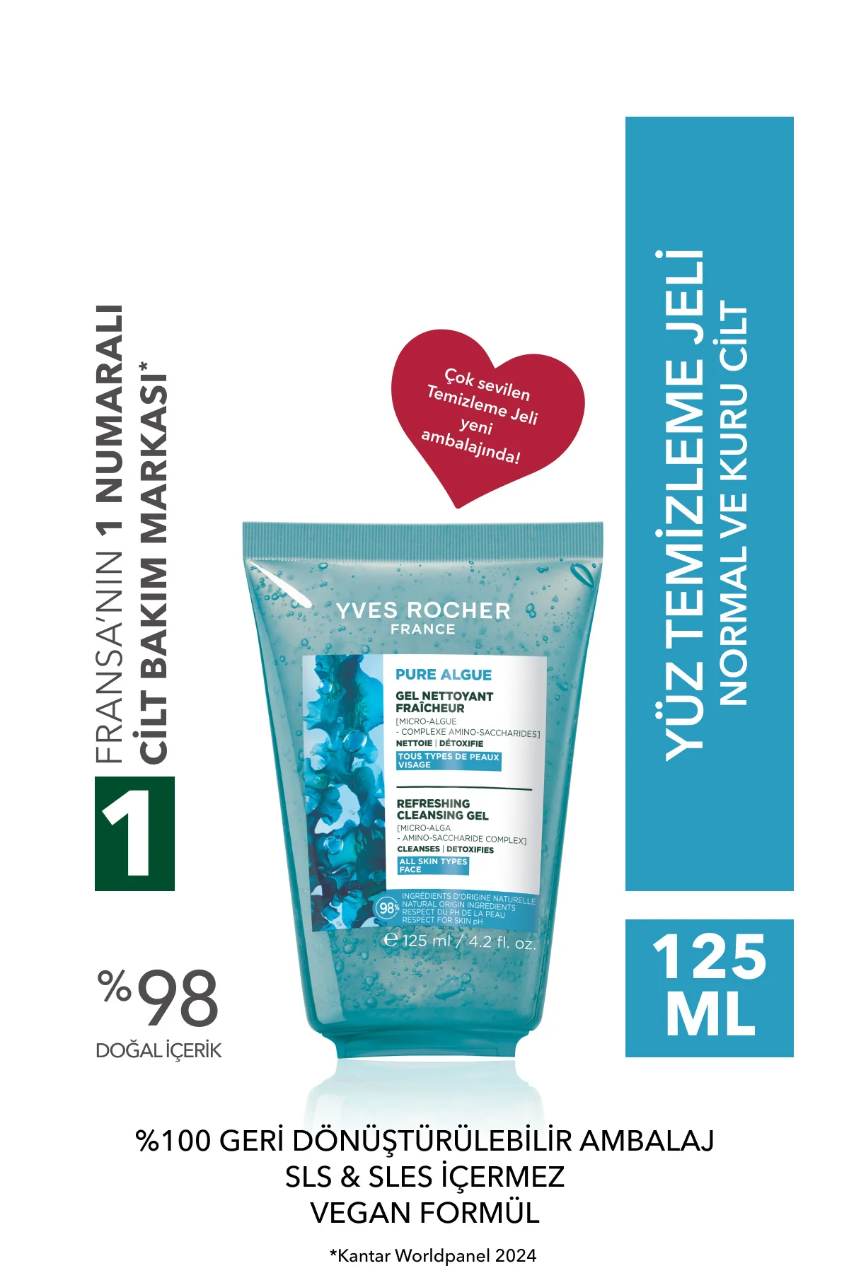 Antioksidan Yüz Yıkama Jeli-Normal ve Kuru Cilt -Pure Algue Nemle