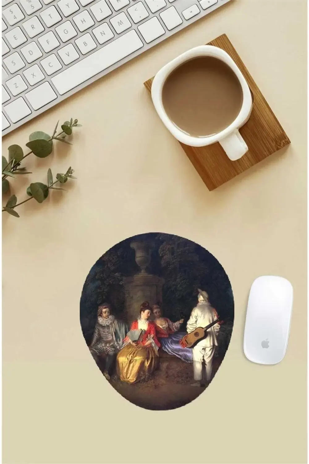 Antoine Watteau La Partie Carrée Desenli Bilek Destekli Mouse Pad