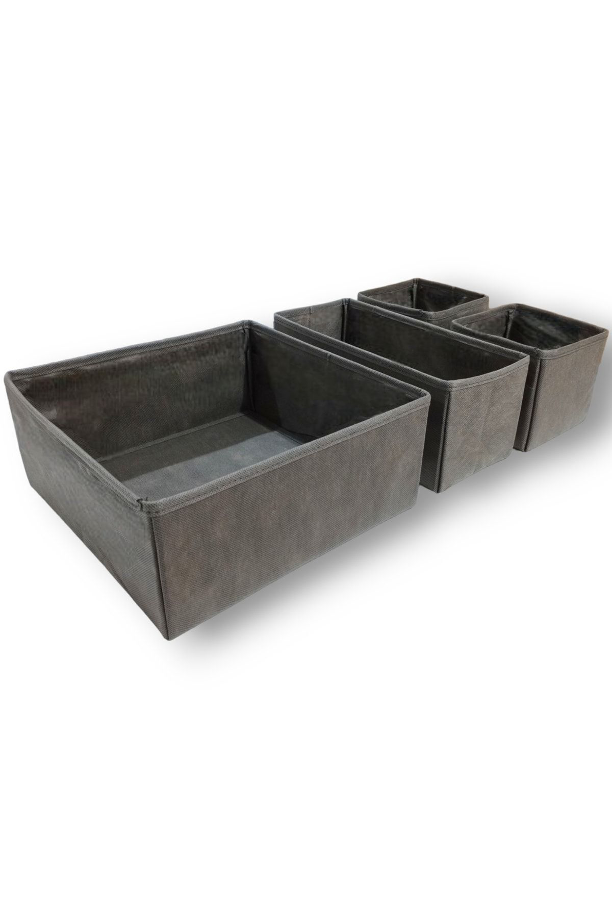 Antrasit 4'lü Çekmece Içi Düzenleyici Organizer Set - Çok Amaçlı 