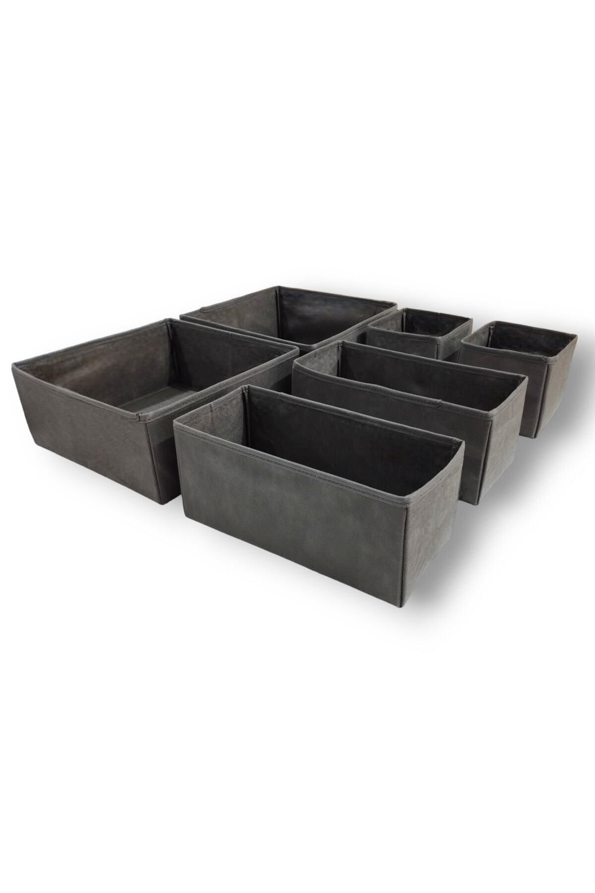 Antrasit 6'lı Çekmece Içi Düzenleyici Organizer Set - Çok Amaçlı 