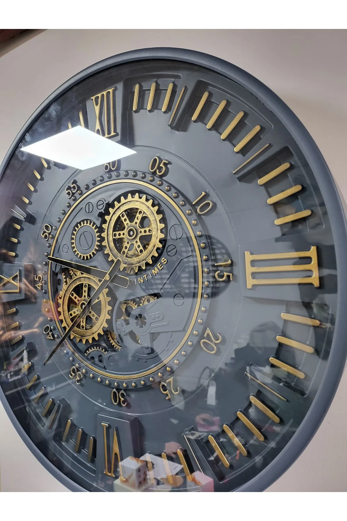 Antrasit Çarklı Duvar Saati 59 cm