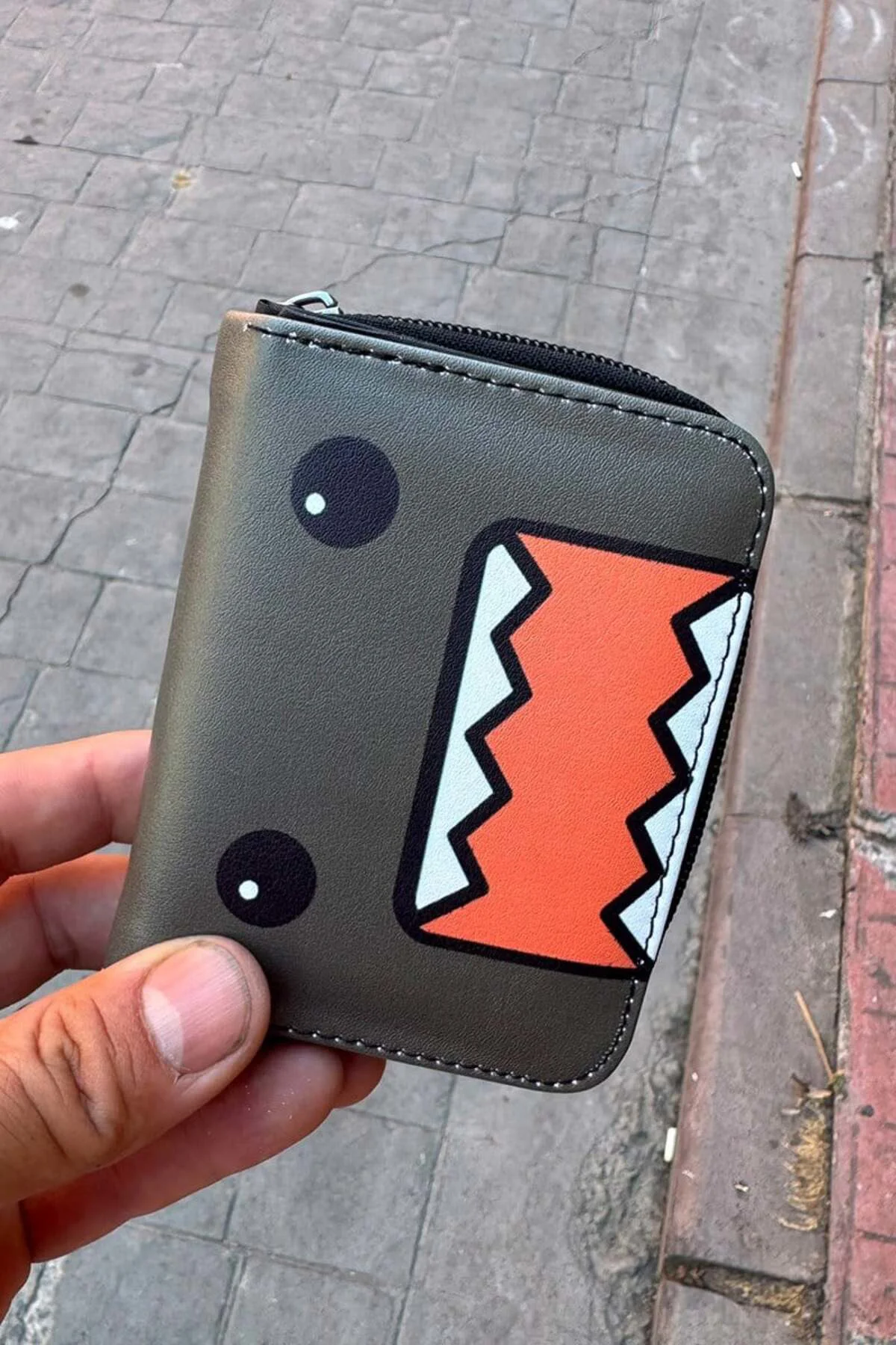Antrasit Domo Kun Face Unisex Cüzdan