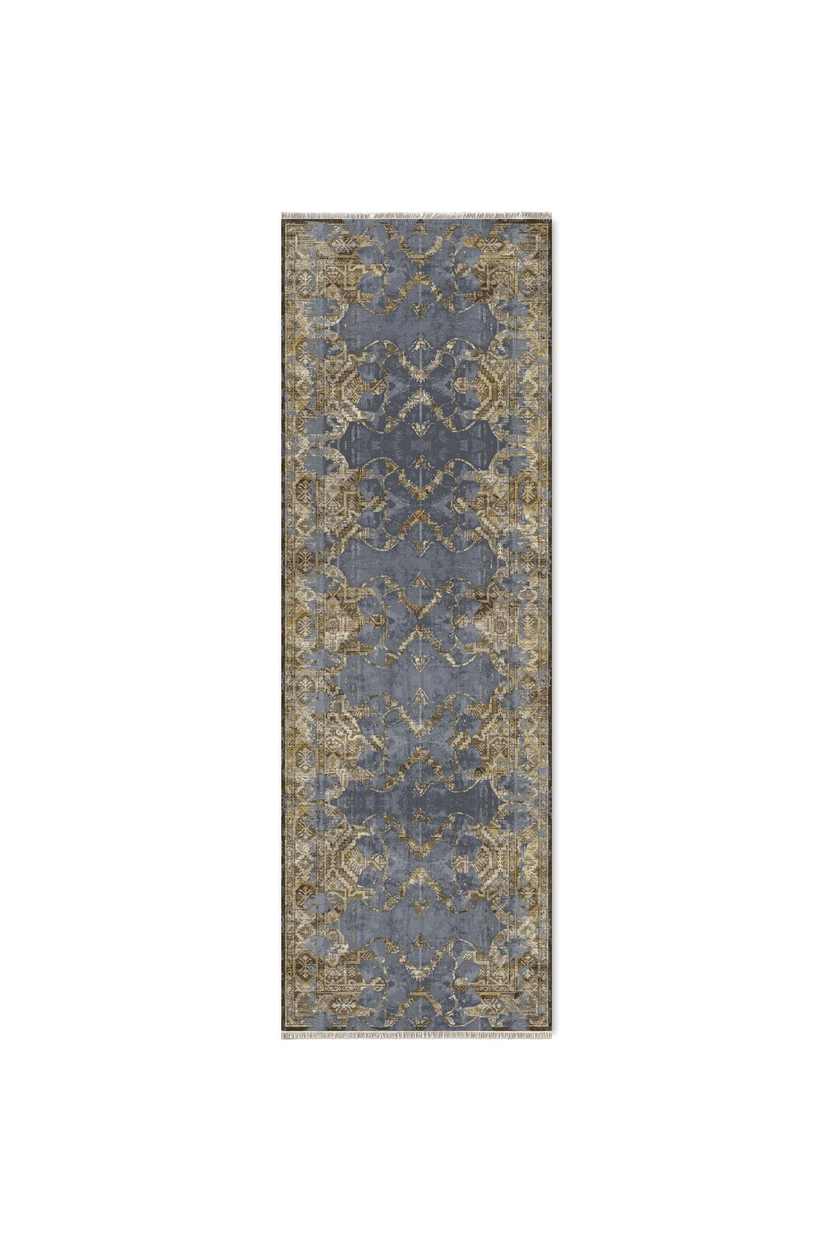 Antrasit Eskitme Desenli Şönil Halı Kilim Yolluk Kaymaz Taban Yıkanabilir Kendinden Saçaklı Antrasit Eskitme Desenli Şönil Halı Kilim Yolluk Kaymaz Taban Yıkanabilir Kendinden Saçaklı