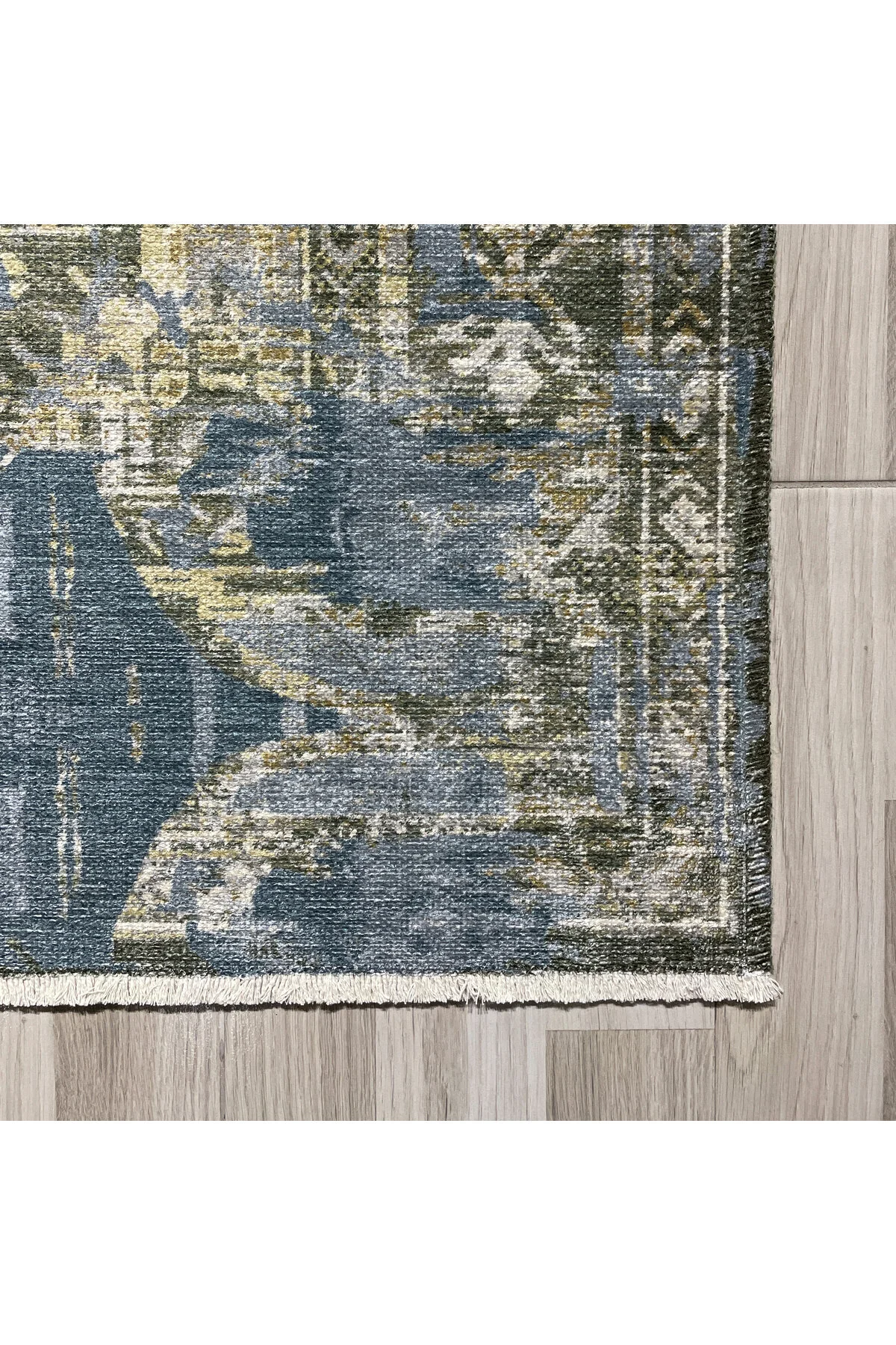Antrasit Eskitme Desenli Şönil Halı Kilim Yolluk Kaymaz Taban Yık