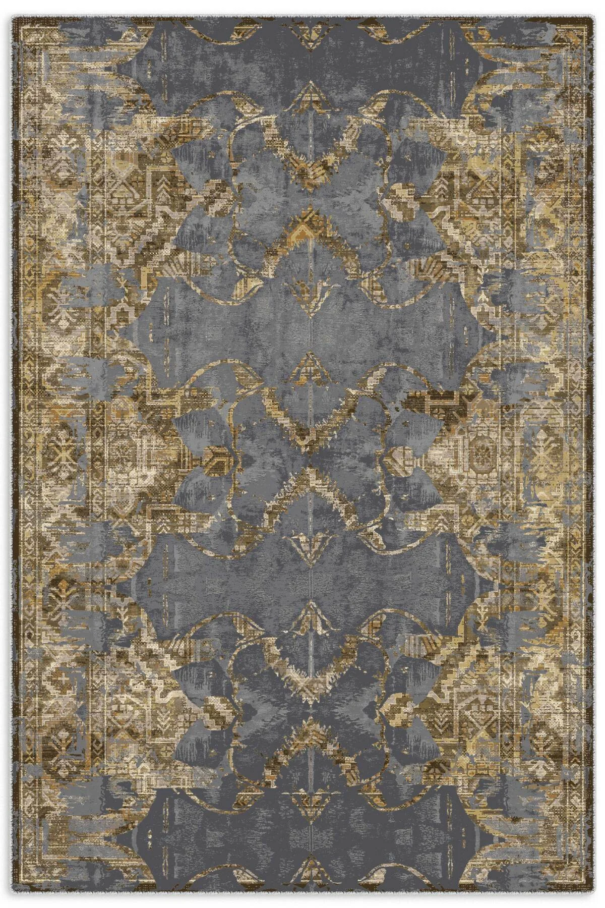 Antrasit Eskitme Desenli Şönil Halı Kilim Yolluk Kaymaz Taban Yıkanabilir Kendinden Saçaklı Antrasit Eskitme Desenli Şönil Halı Kilim Yolluk Kaymaz Taban Yıkanabilir Kendinden Saçaklı