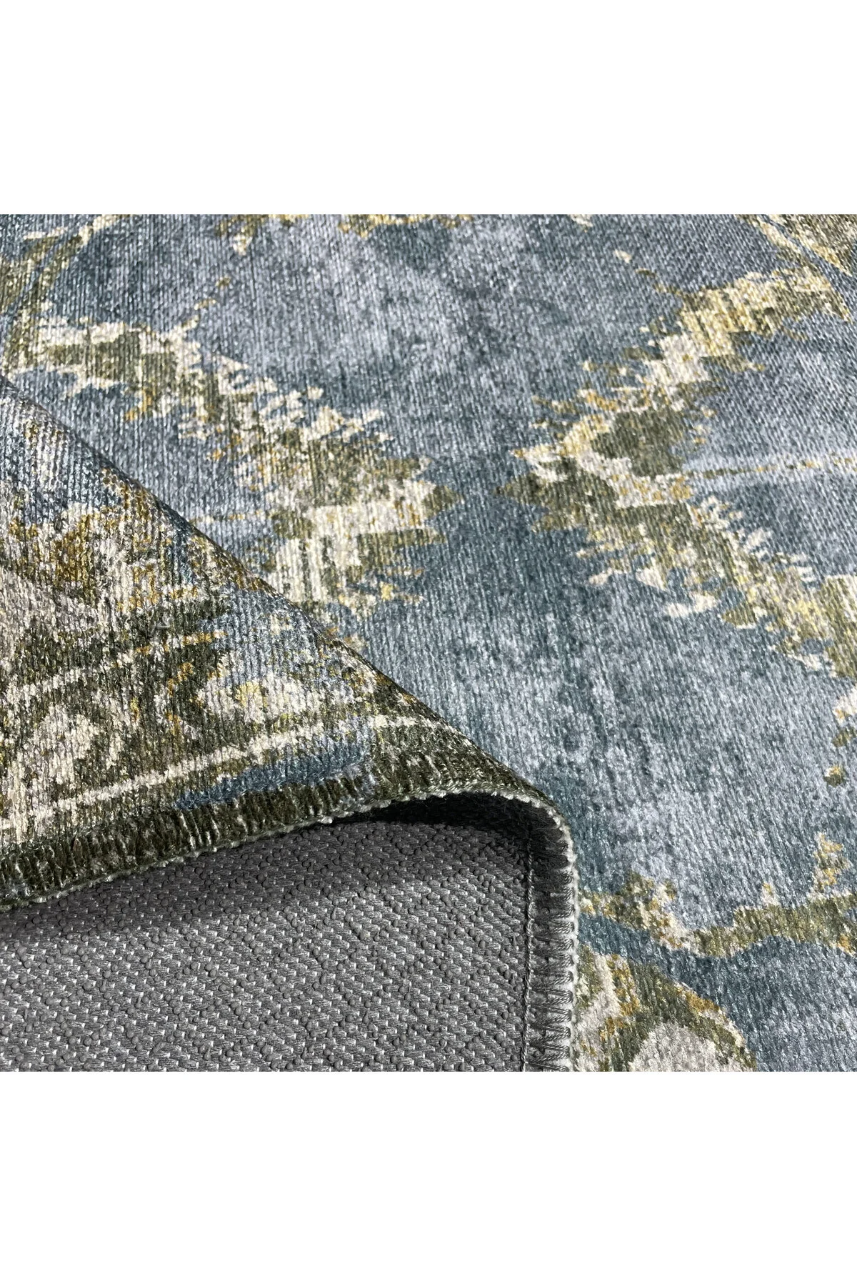 Antrasit Eskitme Desenli Şönil Halı Kilim Yolluk Kaymaz Taban Yık