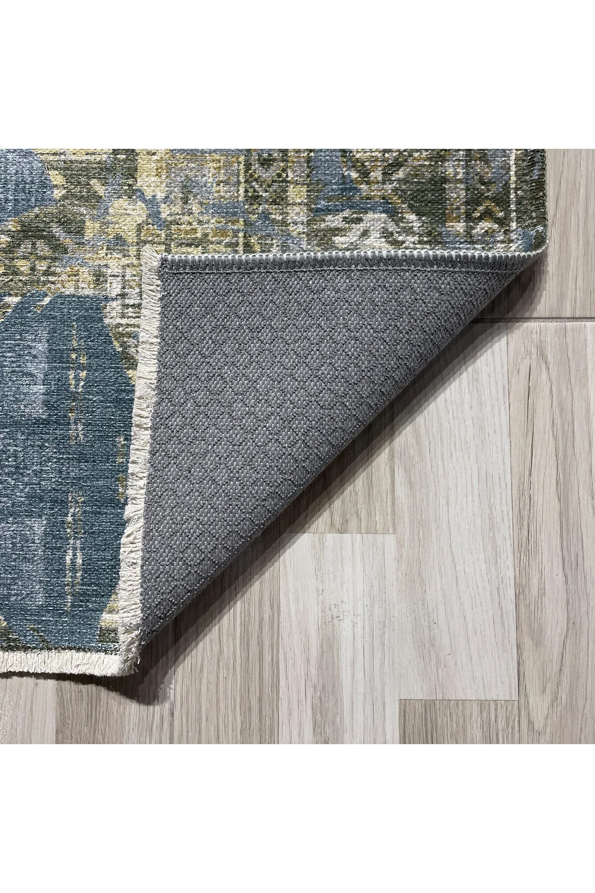 Antrasit Eskitme Desenli Şönil Halı Kilim Yolluk Kaymaz Taban Yık