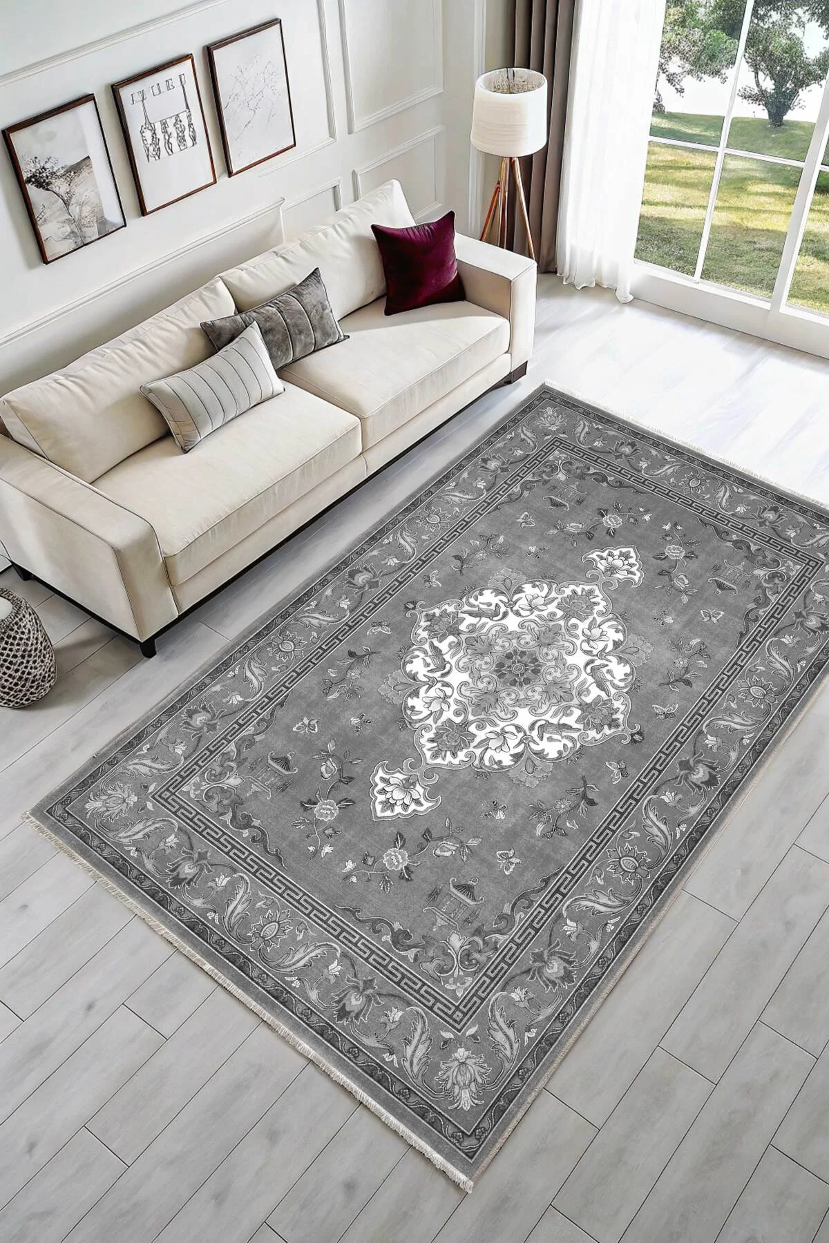 Antrasit Gri Retro Vintage Şönil Halı Kilim Yolluk Kaymaz Yıkanabilir Salon Mutfak Koridor Antrasit Gri Retro Vintage Şönil Halı Kilim Yolluk Kaymaz Yıkanabilir Salon Mutfak Koridor