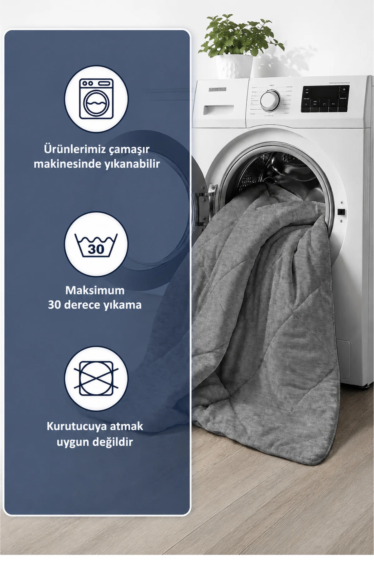 Antrasit Gri Soft Kışlık Tek Kişilik Yorgan 155*215 cm