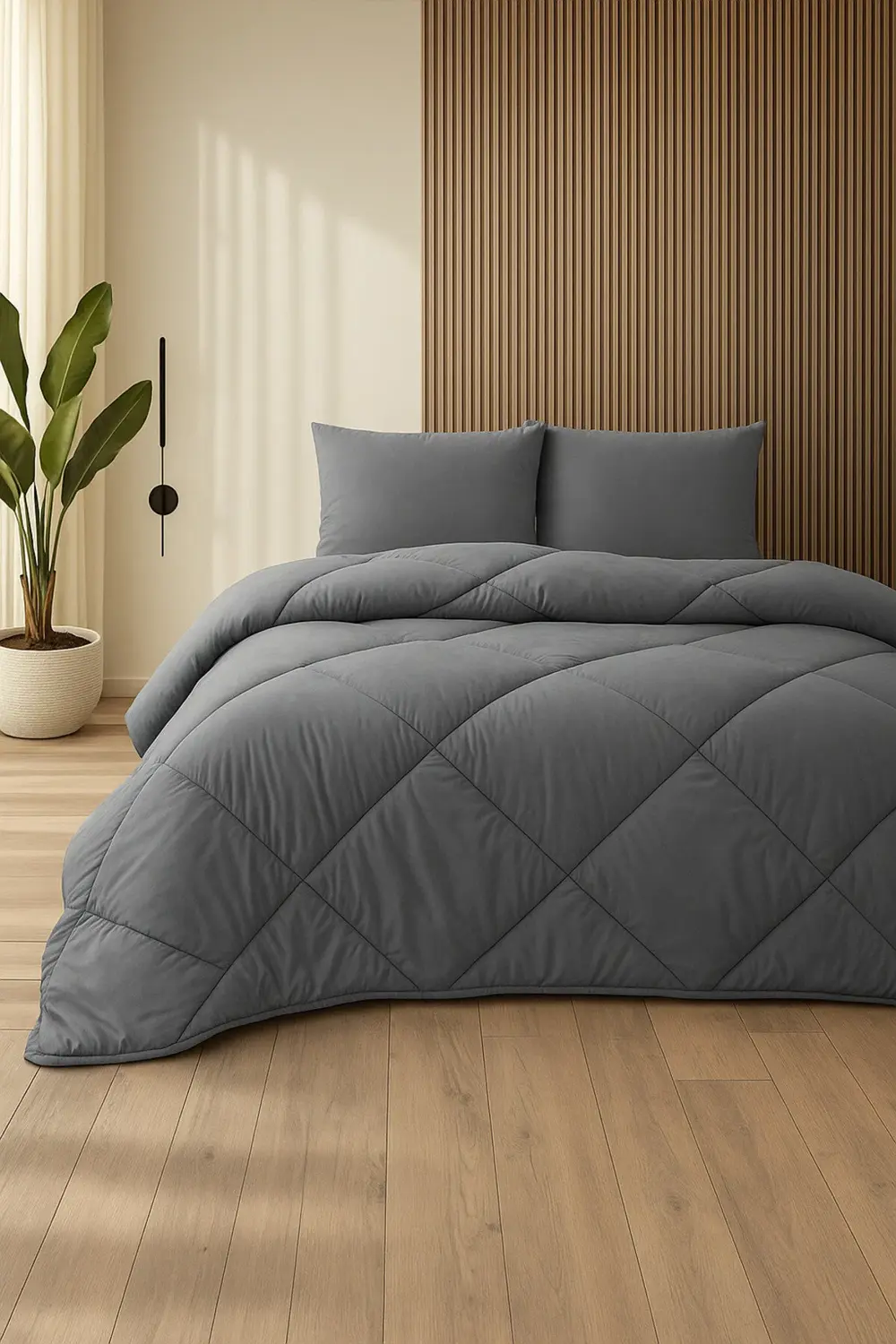 Antrasit Gri Soft Kışlık Tek Kişilik Yorgan 155*215 cm