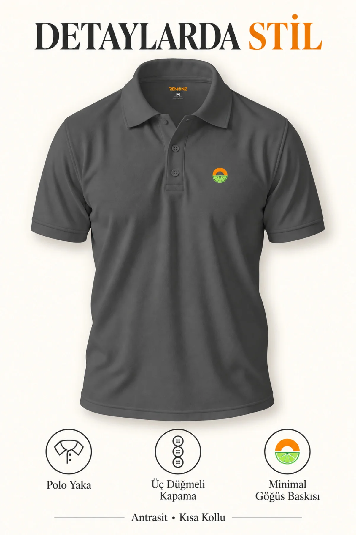 Antrasit Minimalist Logolu Polo Yaka Kısa Kollu Tişört Antrasit Minimalist Logolu Polo Yaka Kısa Kollu Tişört