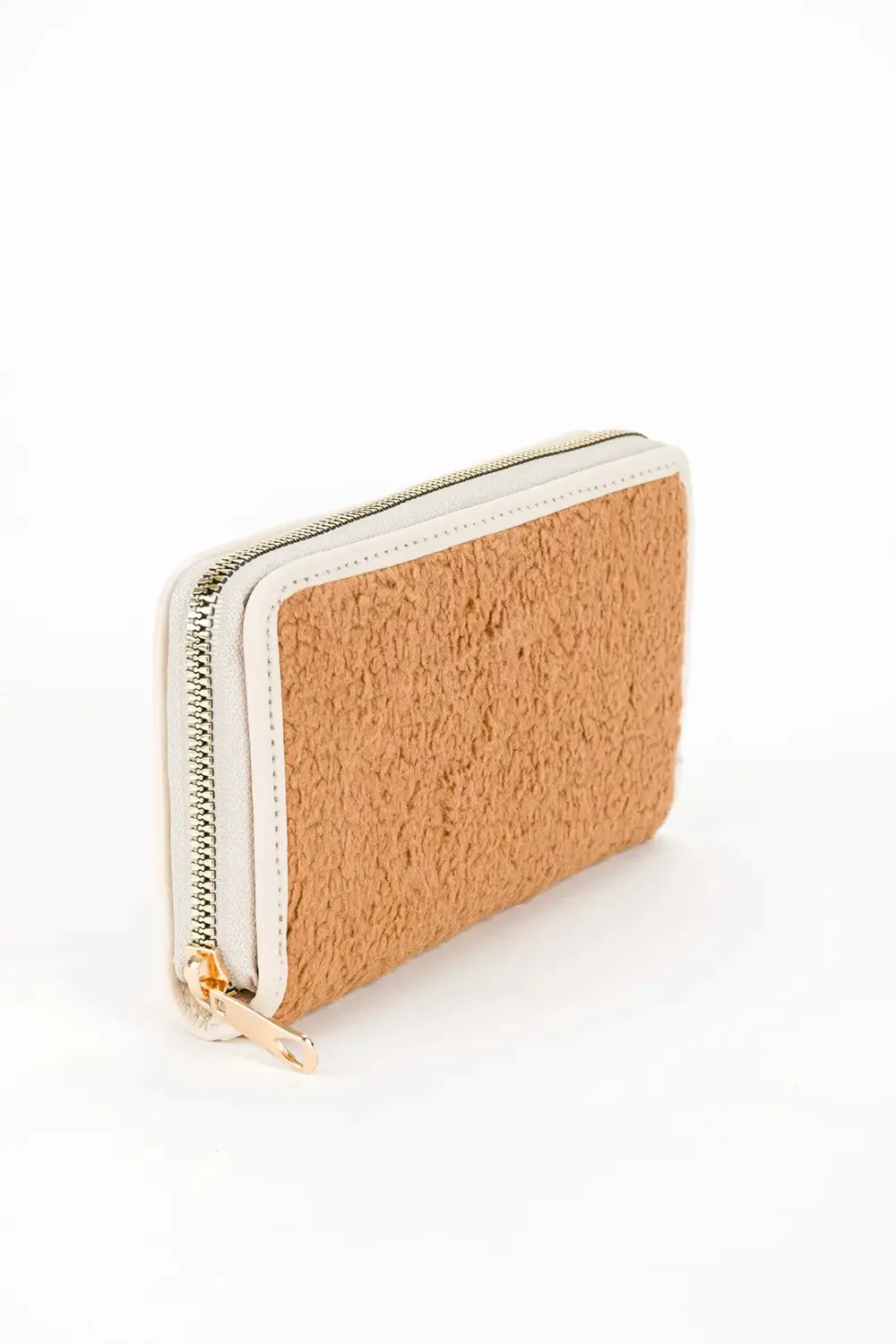 Antrasit Peluş Tasarım Fermuarlı Cüzdan