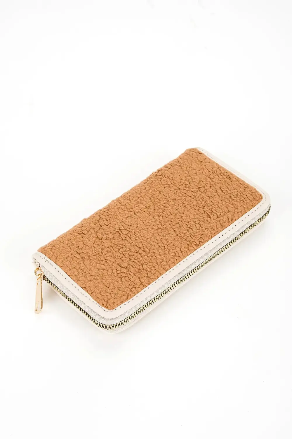 Antrasit Peluş Tasarım Fermuarlı Cüzdan