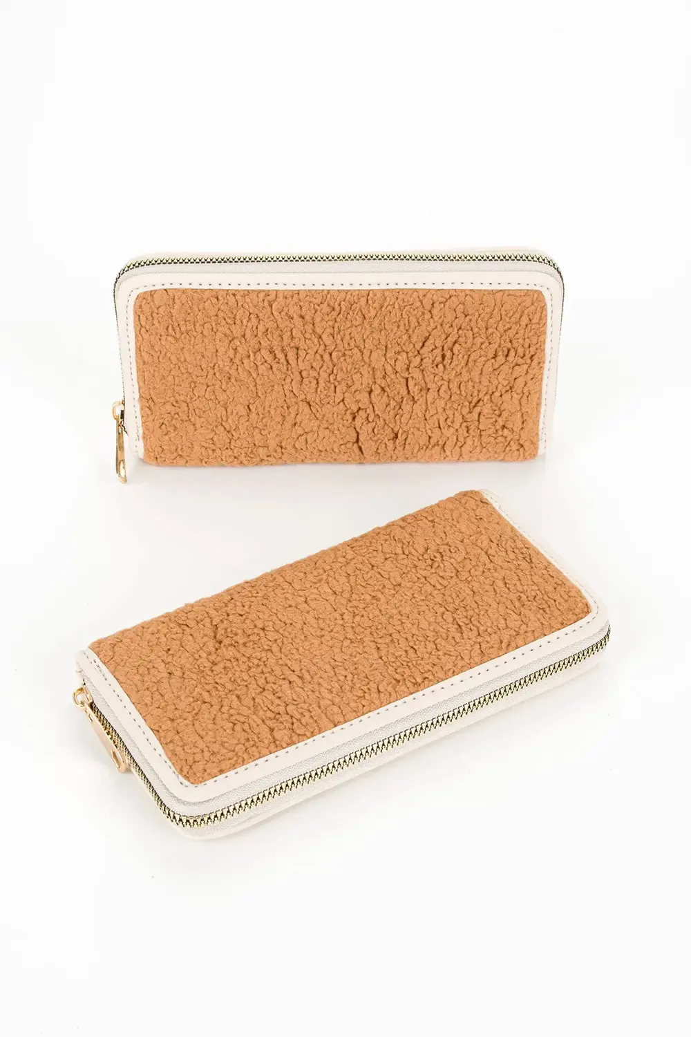 Antrasit Peluş Tasarım Fermuarlı Cüzdan