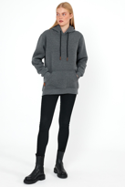 Antrasit Renk Kanguru Cepli Kapüşonlu Sweatshirt 1205 - ANTRASİT