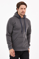 Antrasit Renk Kanguru Cepli Kapüşonlu Sweatshirt 1205 - ANTRASİT