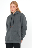Antrasit Renk Kanguru Cepli Kapüşonlu Sweatshirt 1205 - ANTRASİT