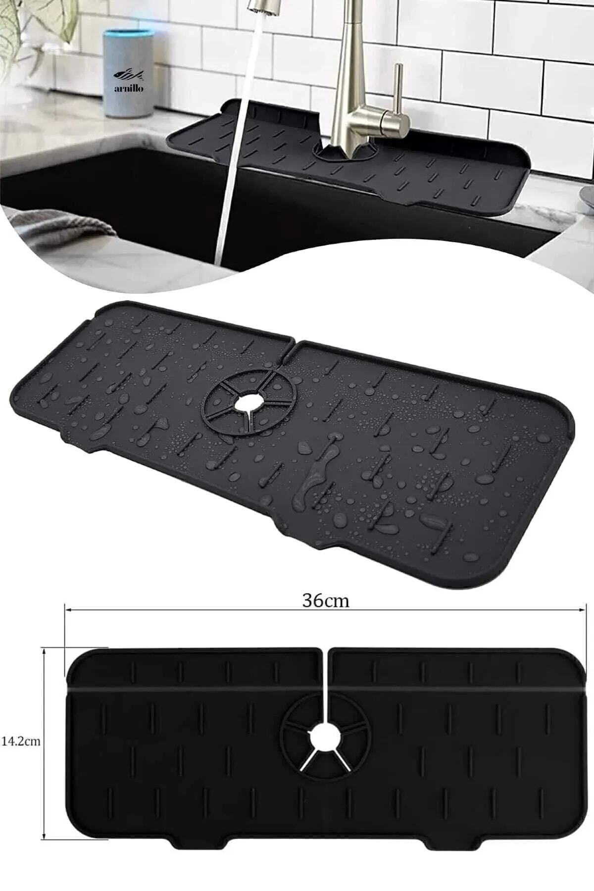 Black Water Holder Faucet Mat Protective Faucet Sink Dish Sponge 