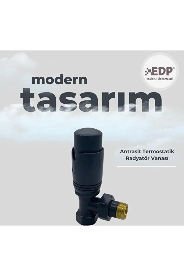 Antrasit Termostatik Radyatör Vanası Antrasit Termostatik Radyatör Vanası